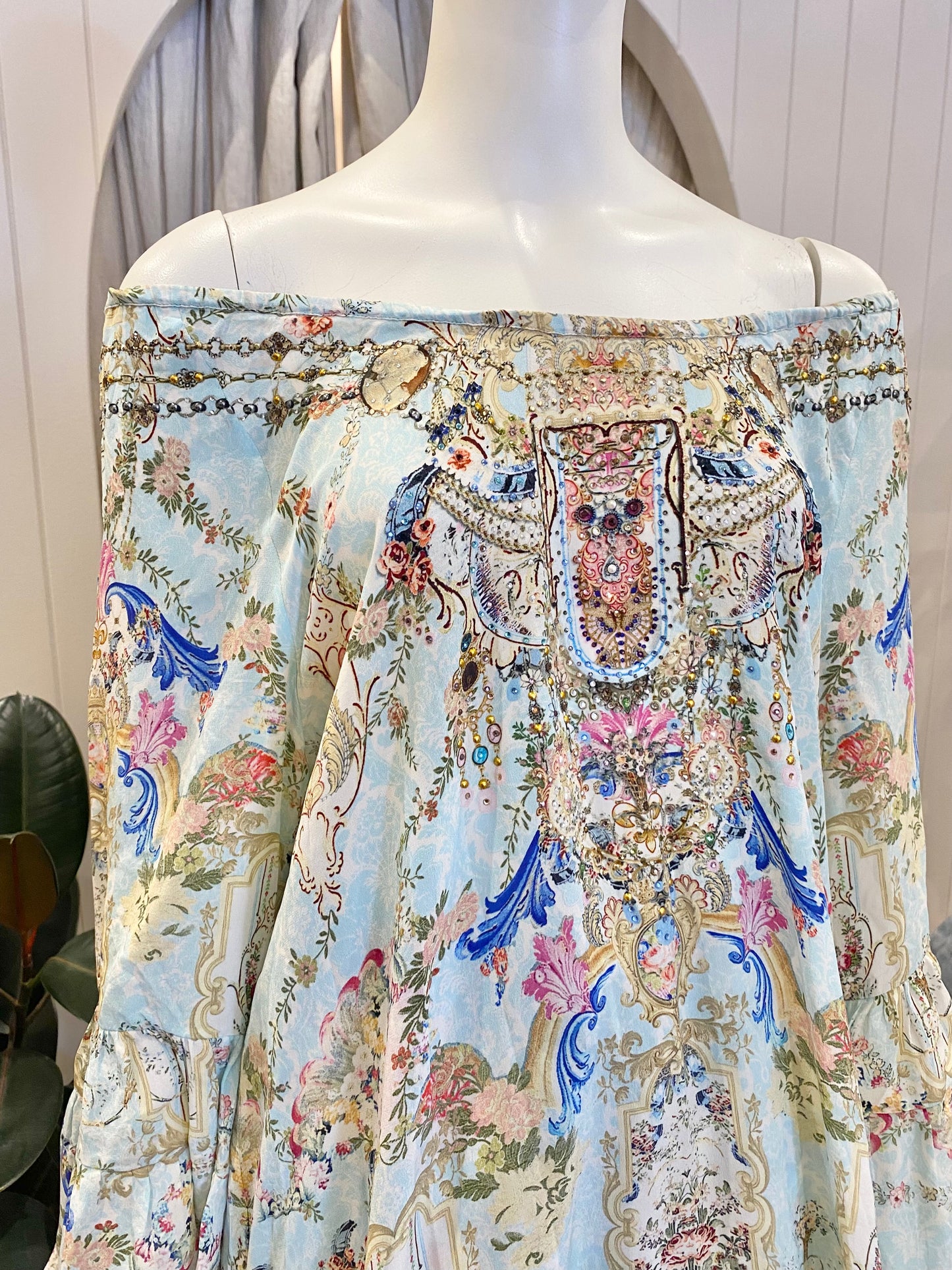 Camilla Versailles Sky A Line Frill Hem Dress - Size 10