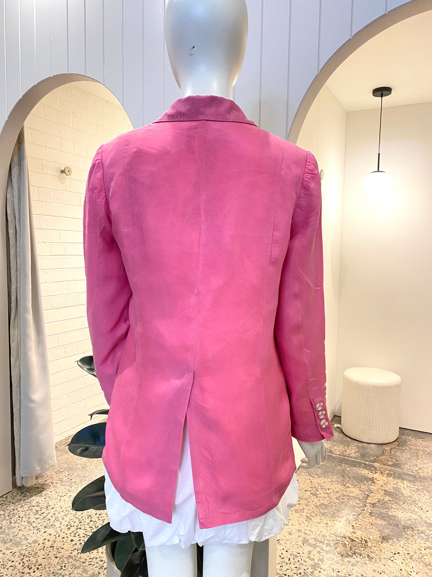 Ena Pelly Pink Cupro Blazer - Size 8