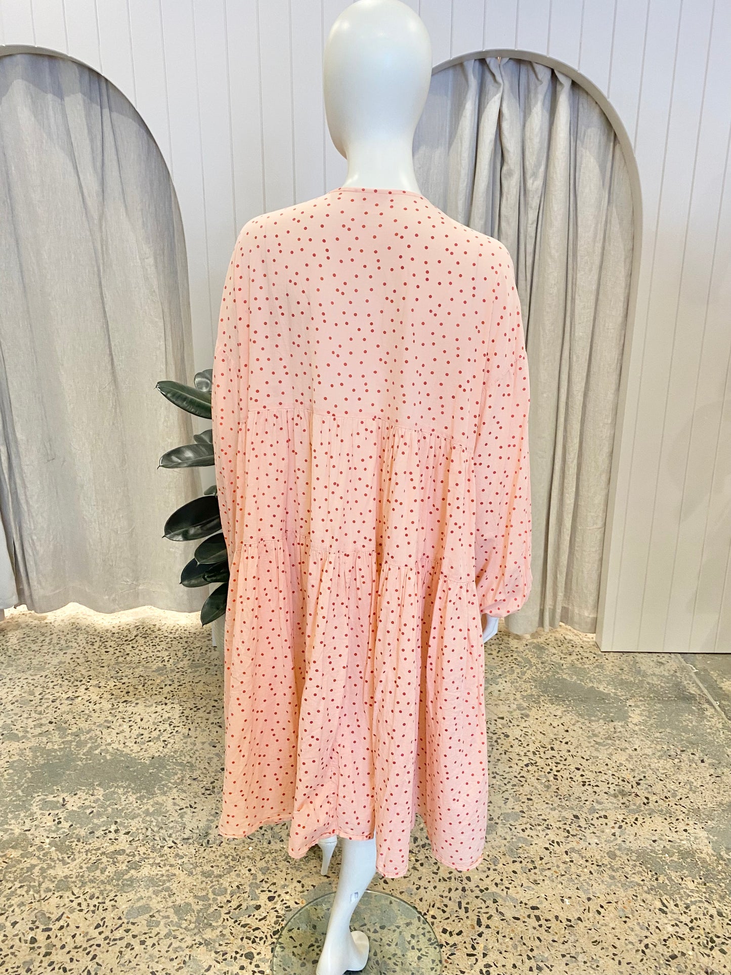 Zulu & Zephyr Coral Cotton Voluminous Dress - Size 12