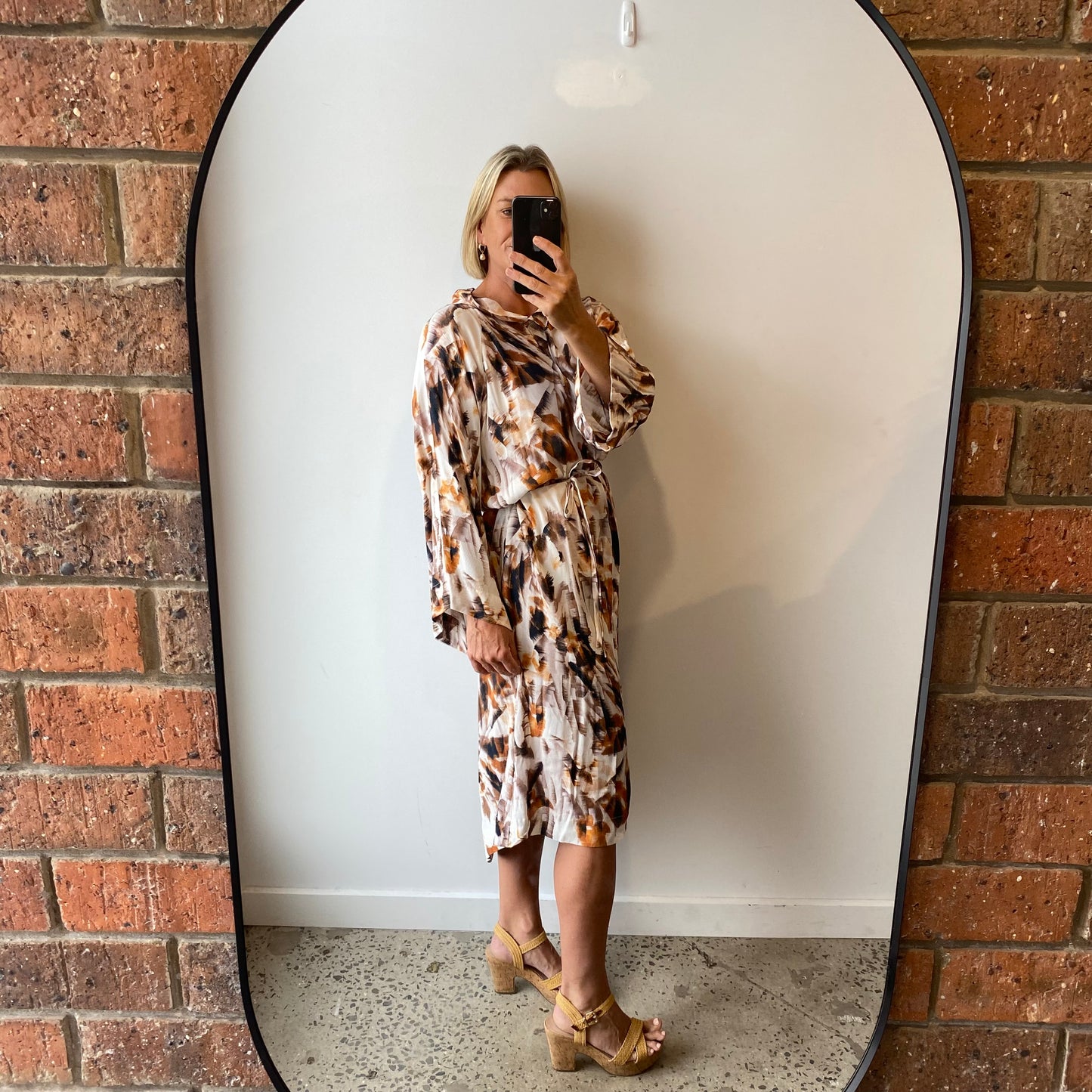 Morrison Palm Print Midi Dress - Size 12/14