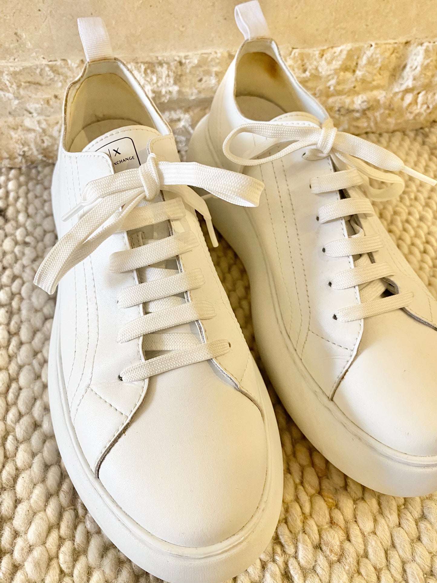 Armani Exchange Platform Low Top Sneakers in White - Size 40