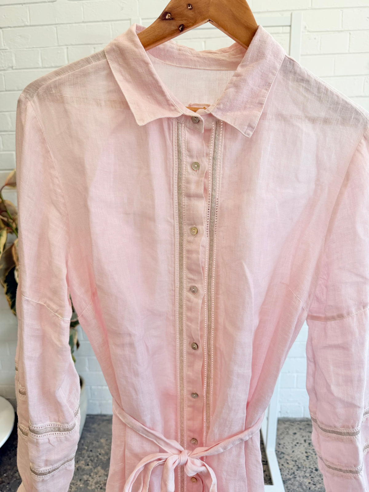 120% LINO Linen Shirt Maxi Dress - Size 14