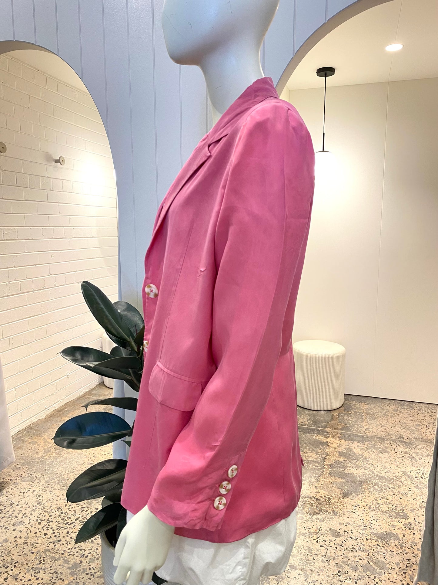 Ena Pelly Pink Cupro Blazer - Size 8