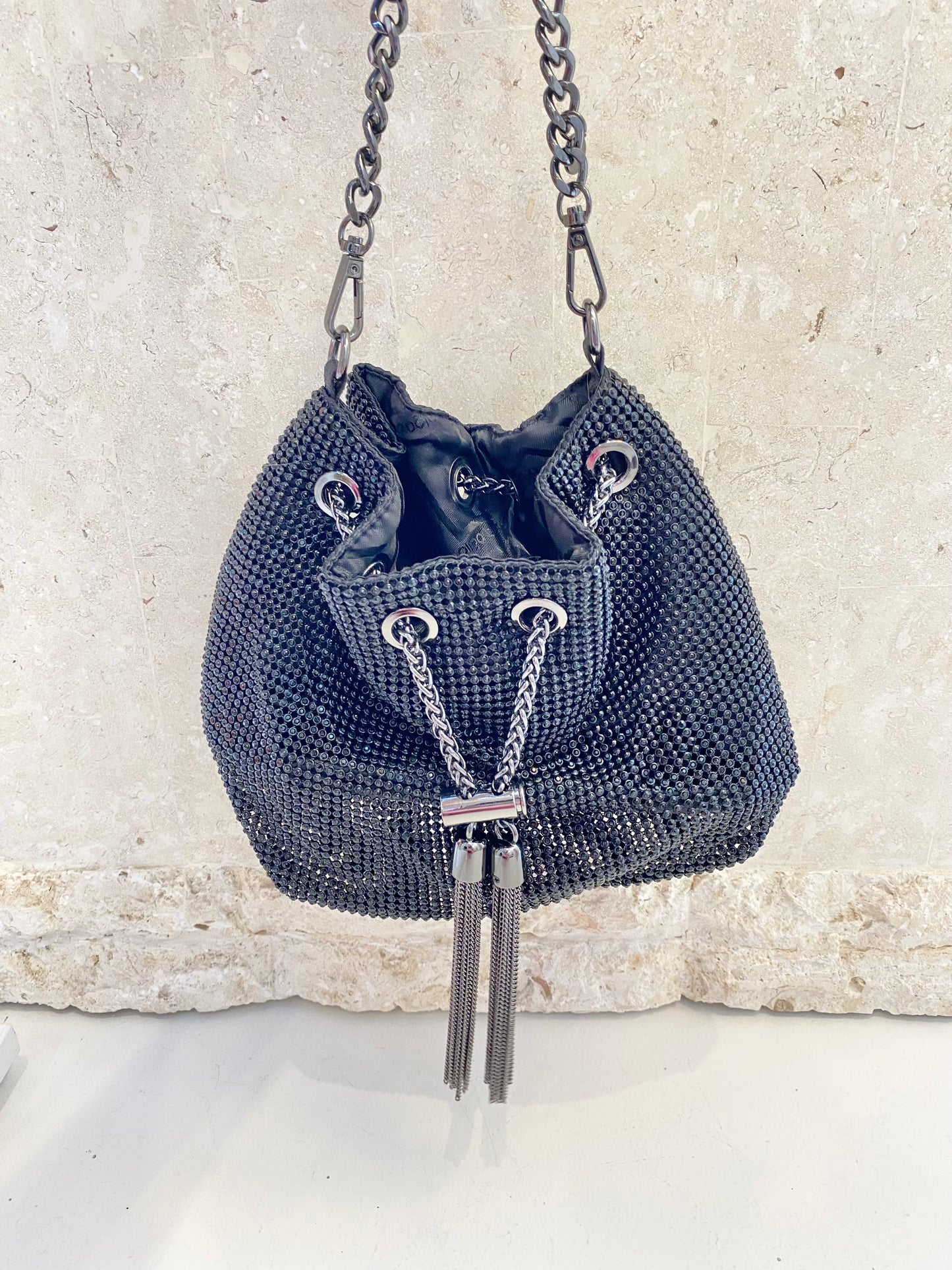 Olga Berg Crystal Pouch in Black