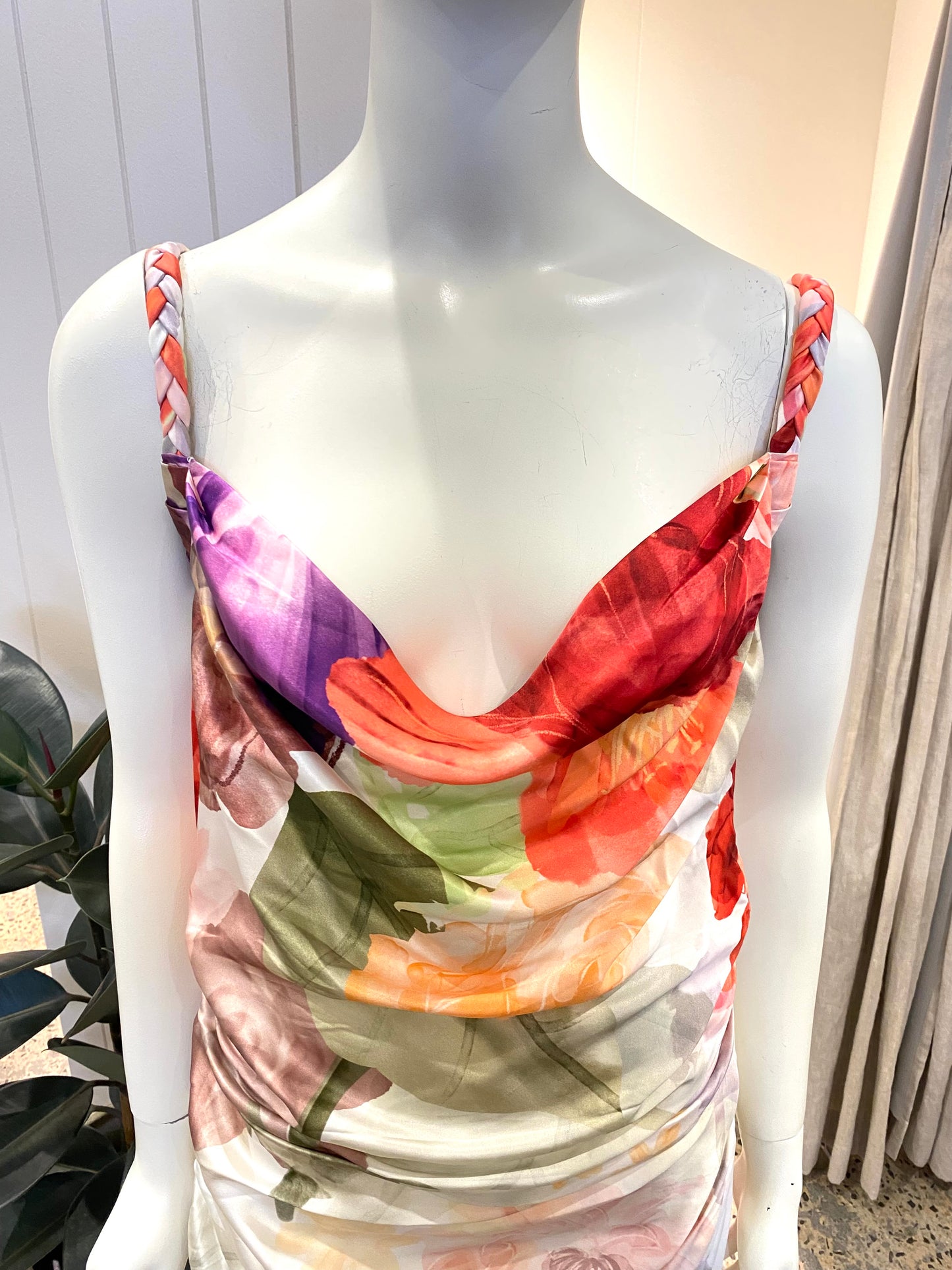 Leo Lin Rachel Cowl Neck Slip Dress - Size 12
