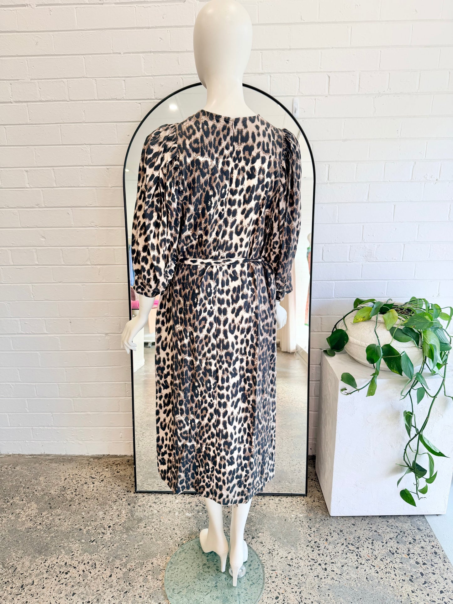 Baum Und Pferdgarten Brown Alya Leopard Print Midi Dress - Size 40 (12 - 14)