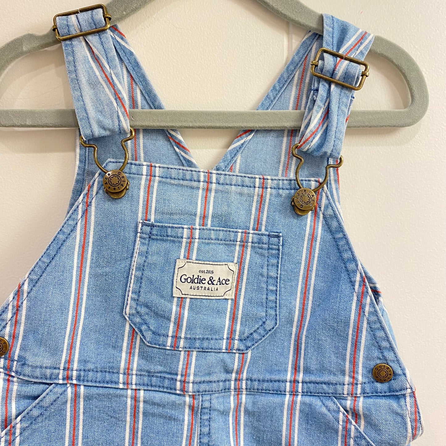 Goldie & Ace 'Burton' Striped Denim Overalls - Size 1