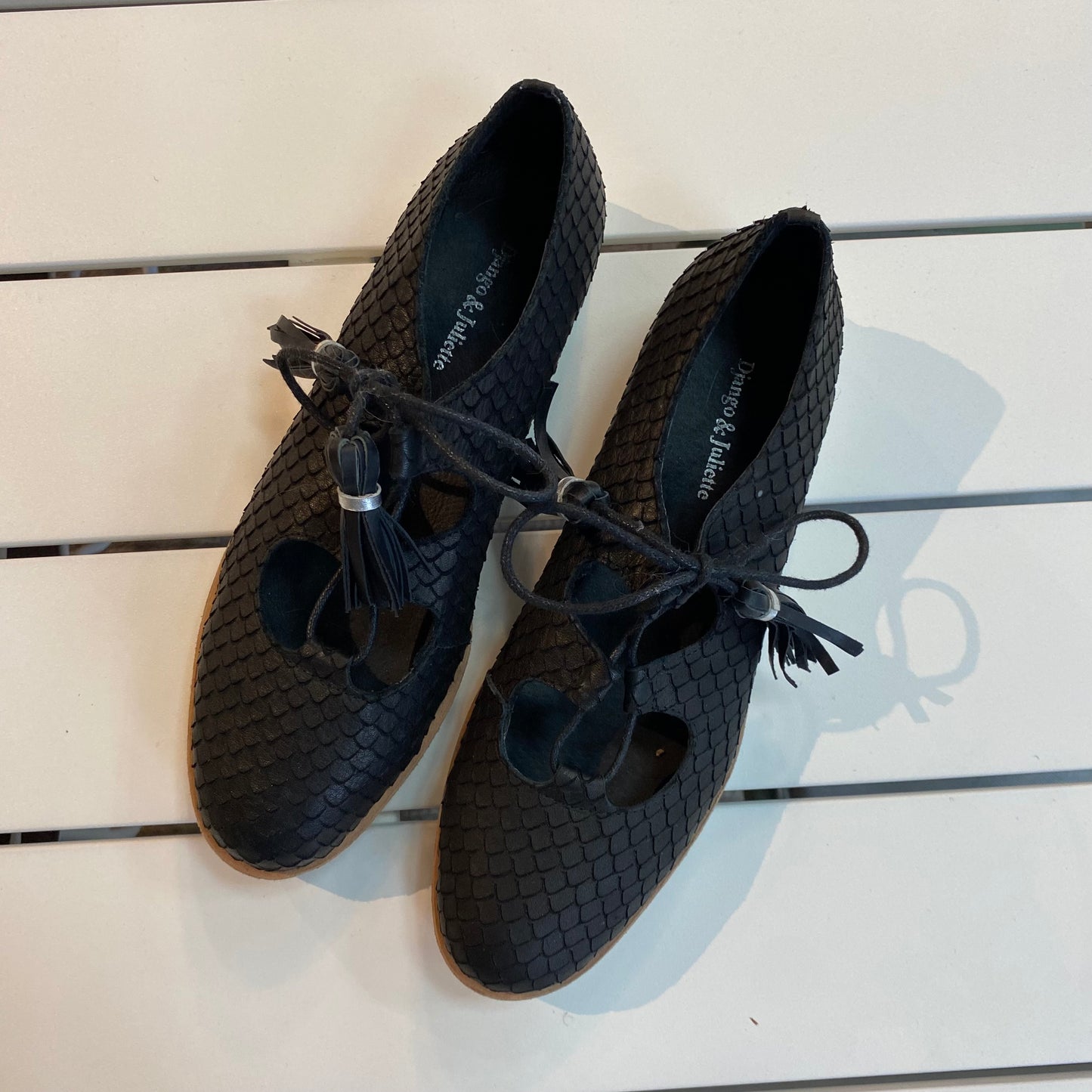 Django & Juliette Black Snake Lace Up - Size 37