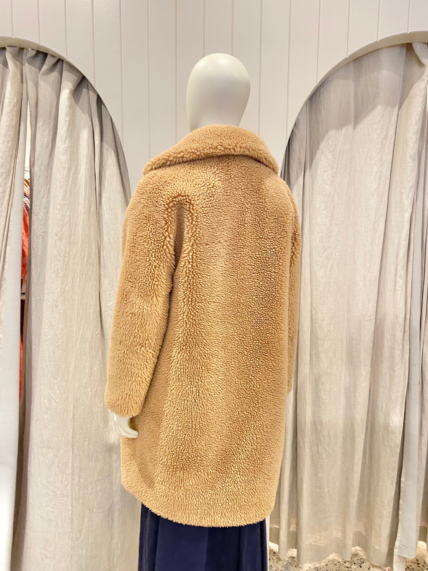 Friends With Frank Camel 'Harriet' Teddy Coat - Size XS (8-10)