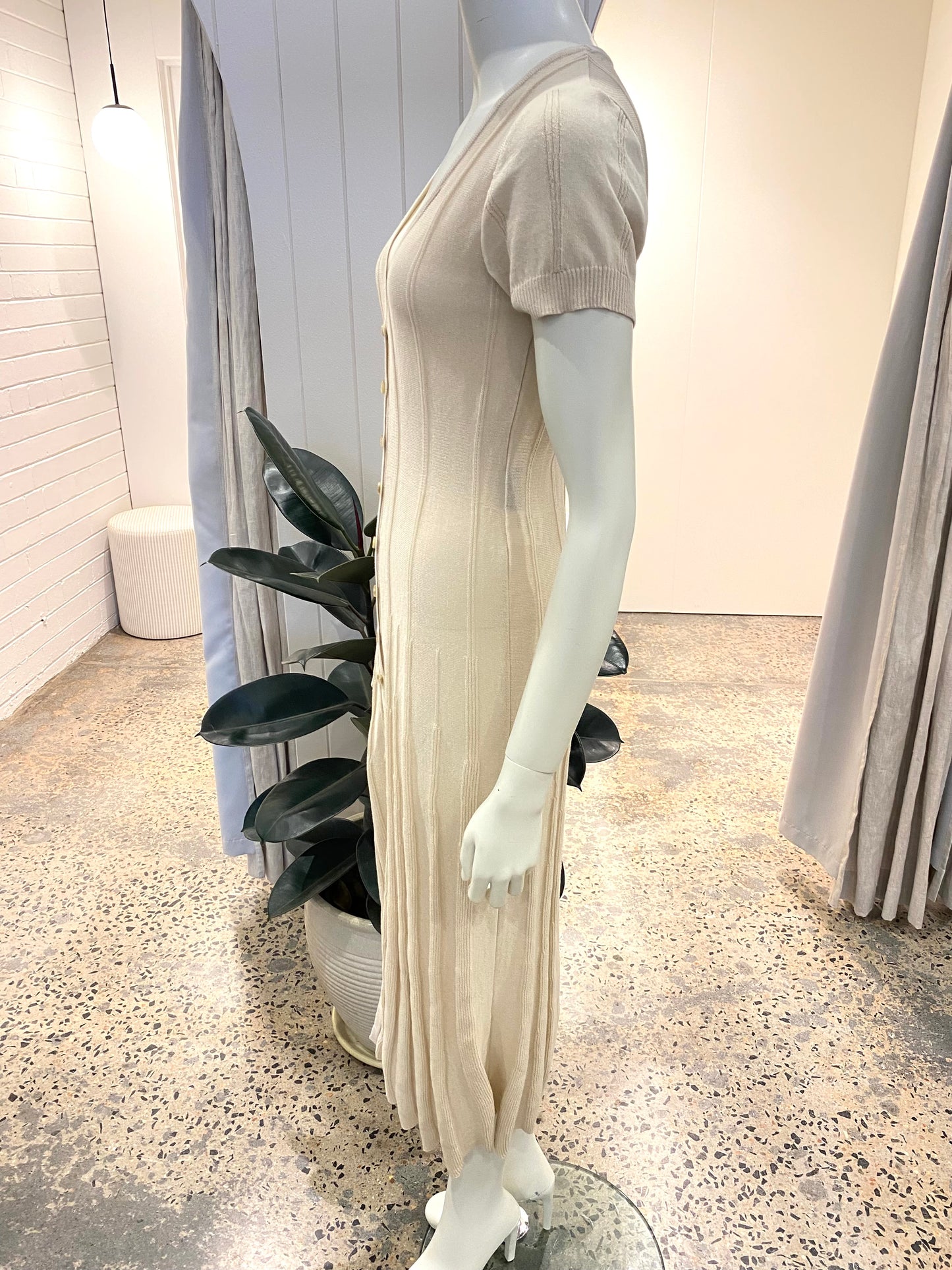 Jacquemas Beige Cotton Rib Knit Dolcedo La Robe Cardigan - Size 30 (8/10)