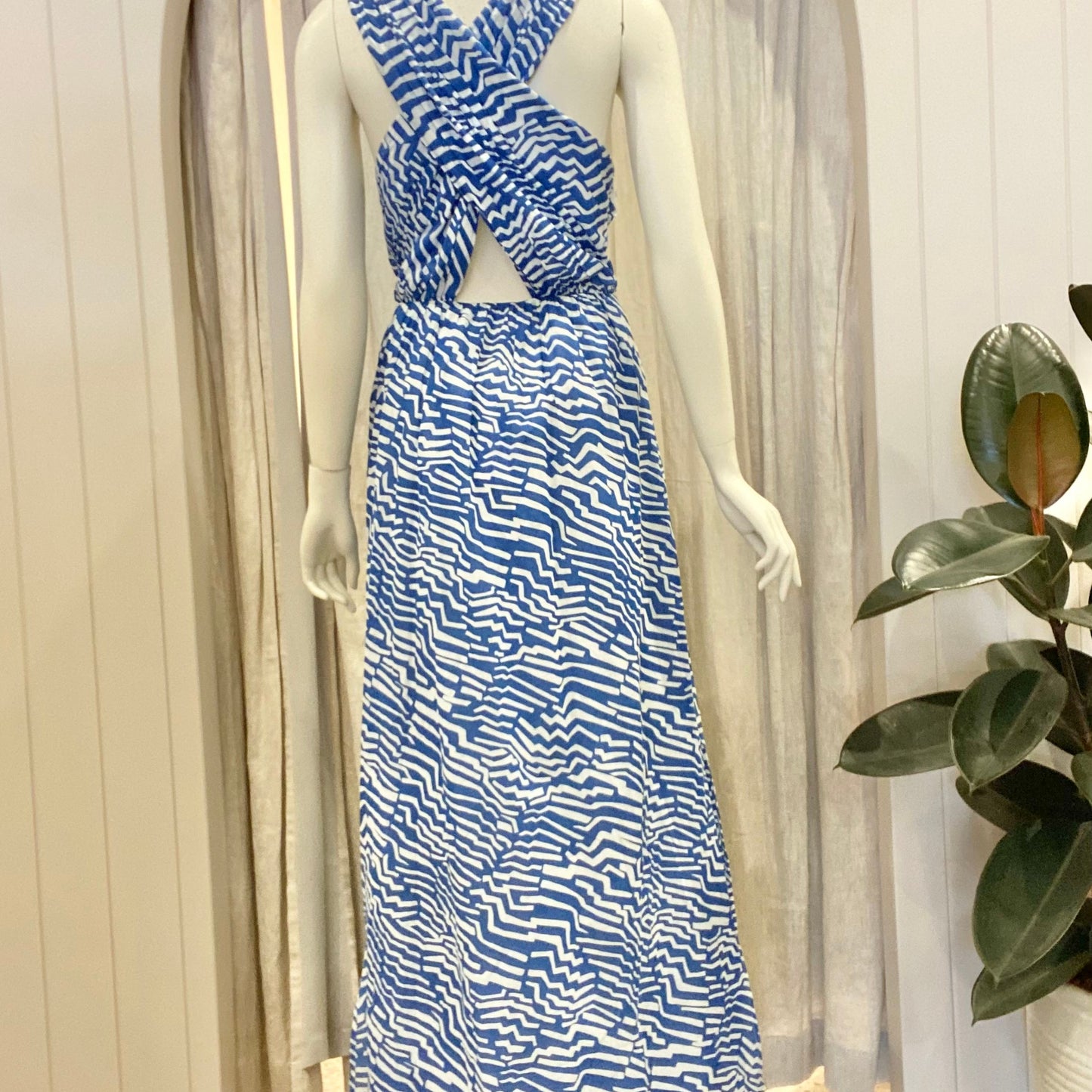 Bird & Knoll Tahitian Tiger Azure Mai Dress - Size M