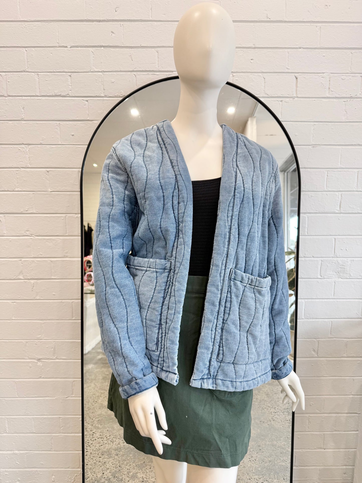 Ziggy and The Sun Denim Bilie Quilted Jacket - Size S (8 - 10)