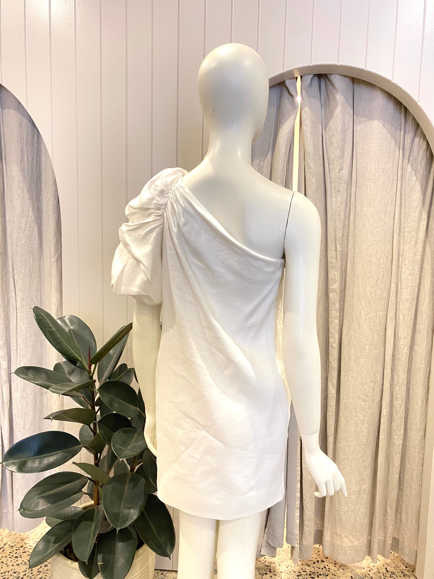 Aje 'Cira' Linen Mini Dress in White - Size 8