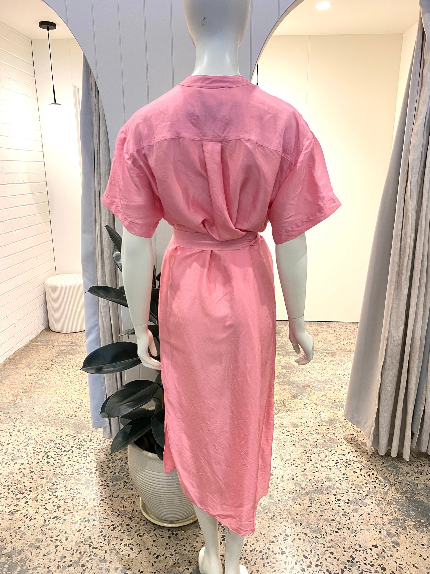 Oroton Foxglove Column Silk Dress in Pink - Size 8