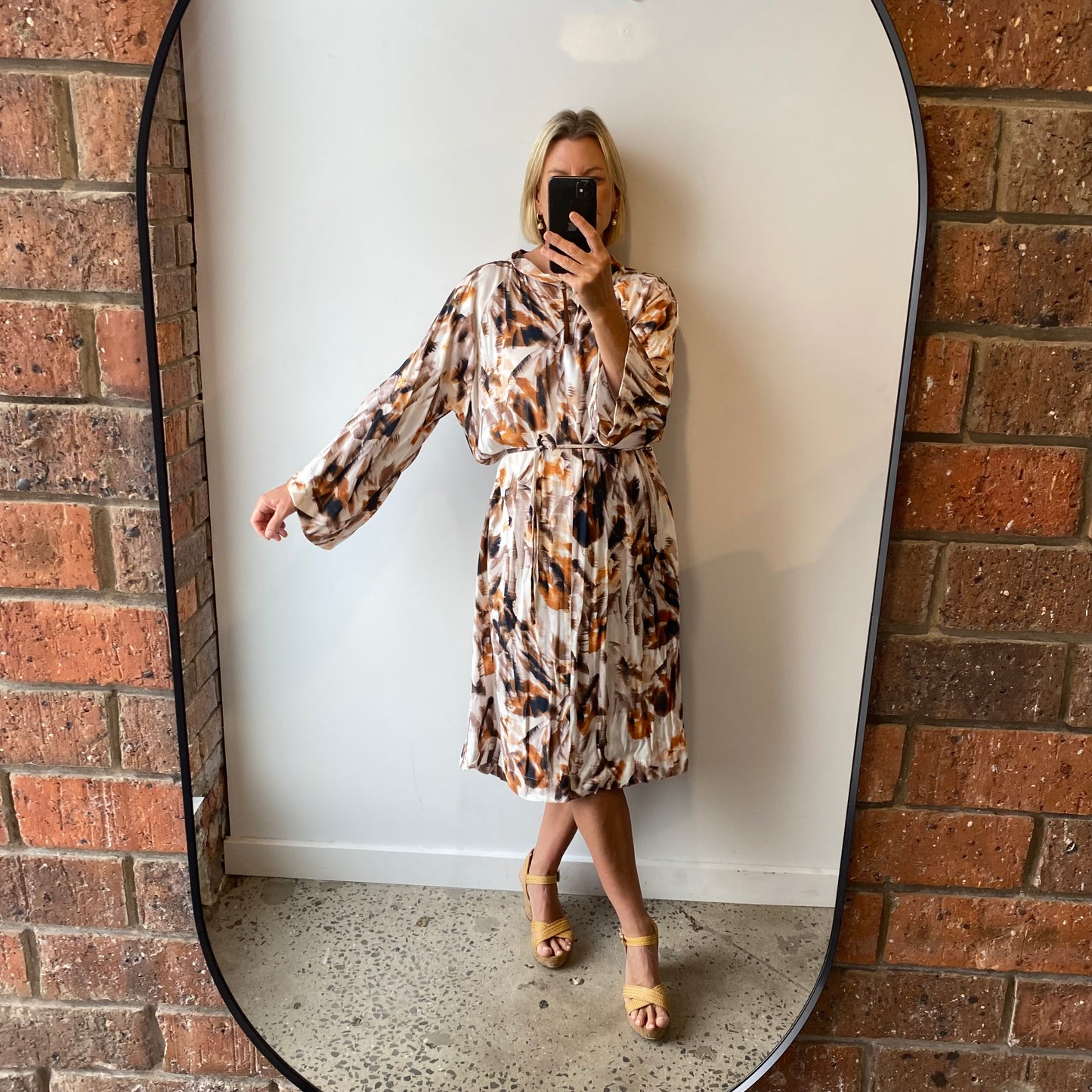 Morrison Palm Print Midi Dress - Size 12/14