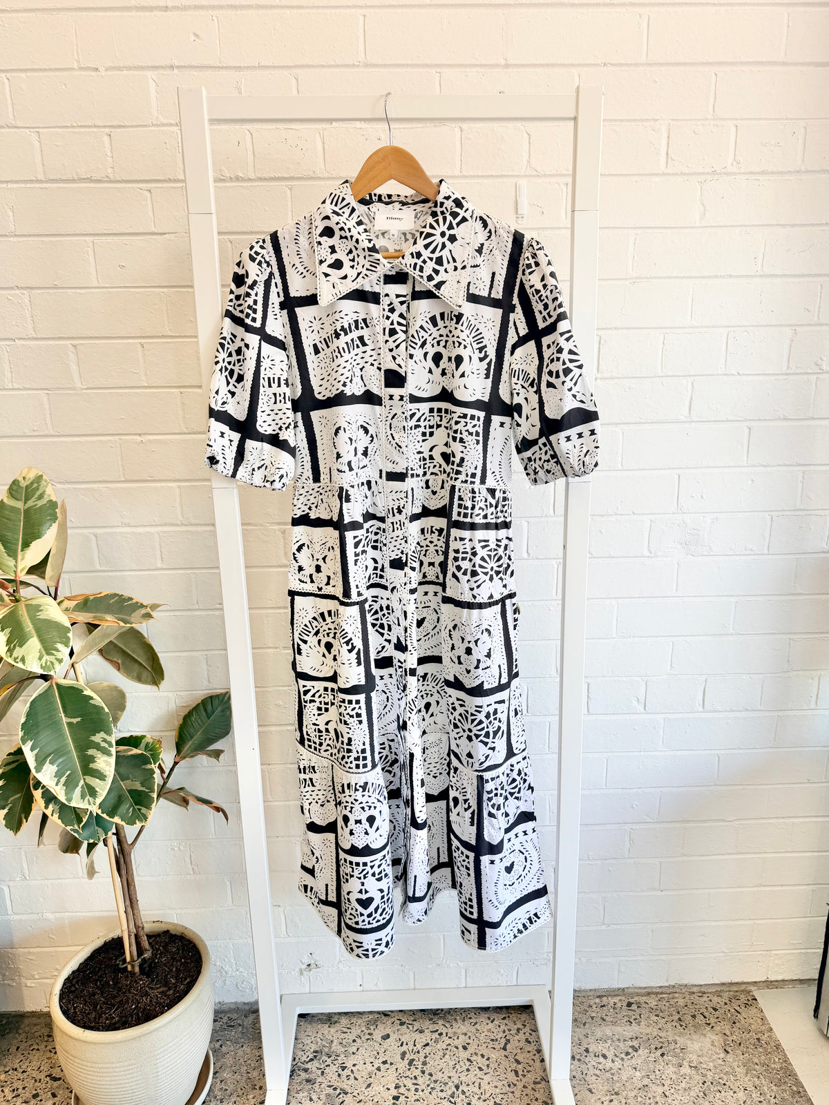 Binny 'Casamiento' Shirtdress in Black/White Print - Size 10