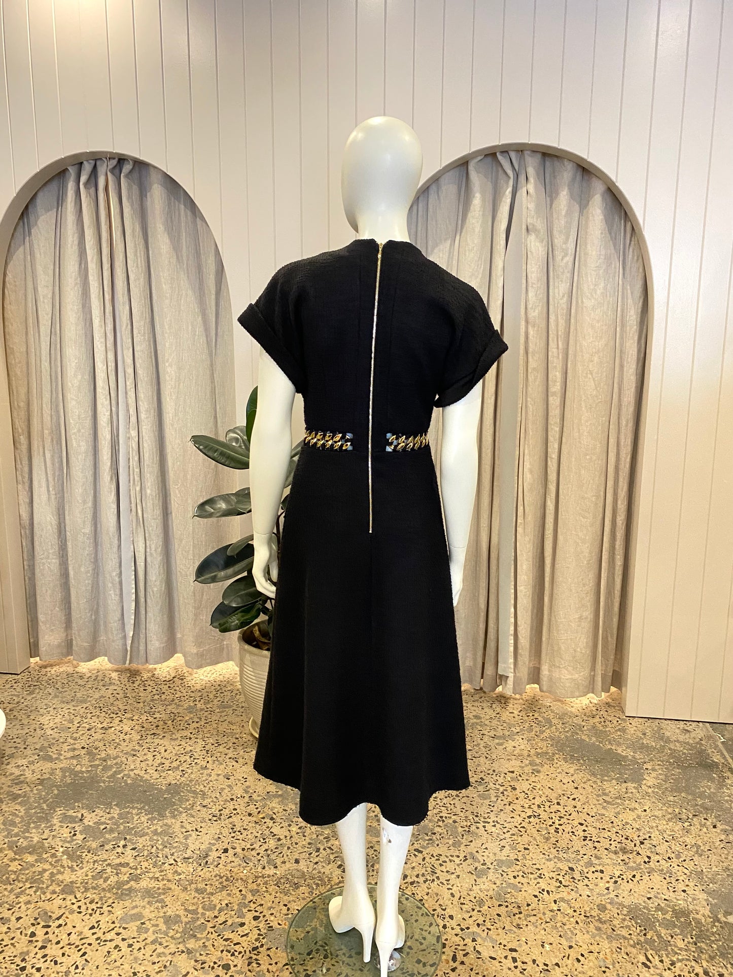 Rebecca Vallance Black Carine Midi Dress - Size 8