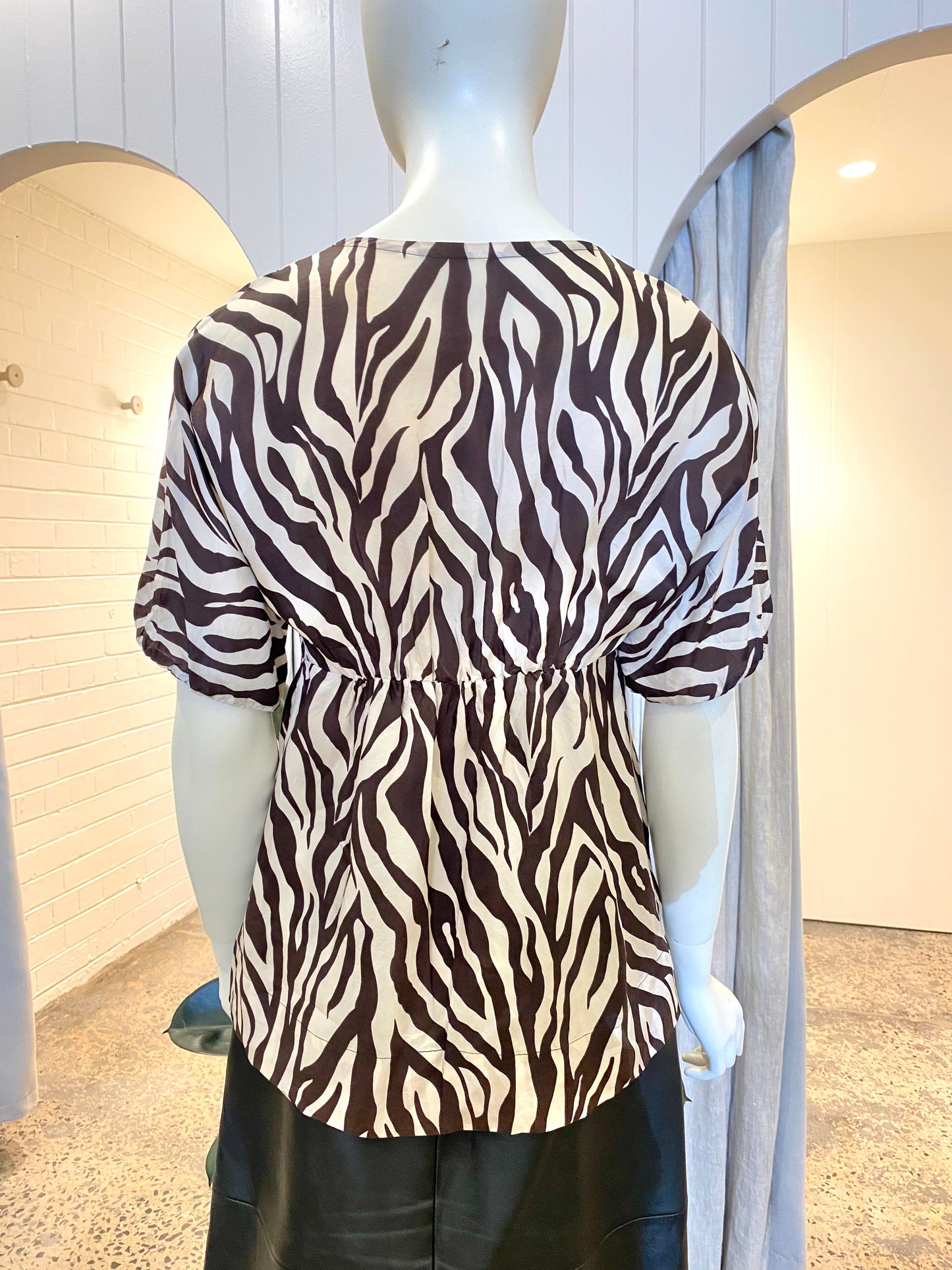 Massimo Dutti Zebra Print Silk Blouse - Size 12