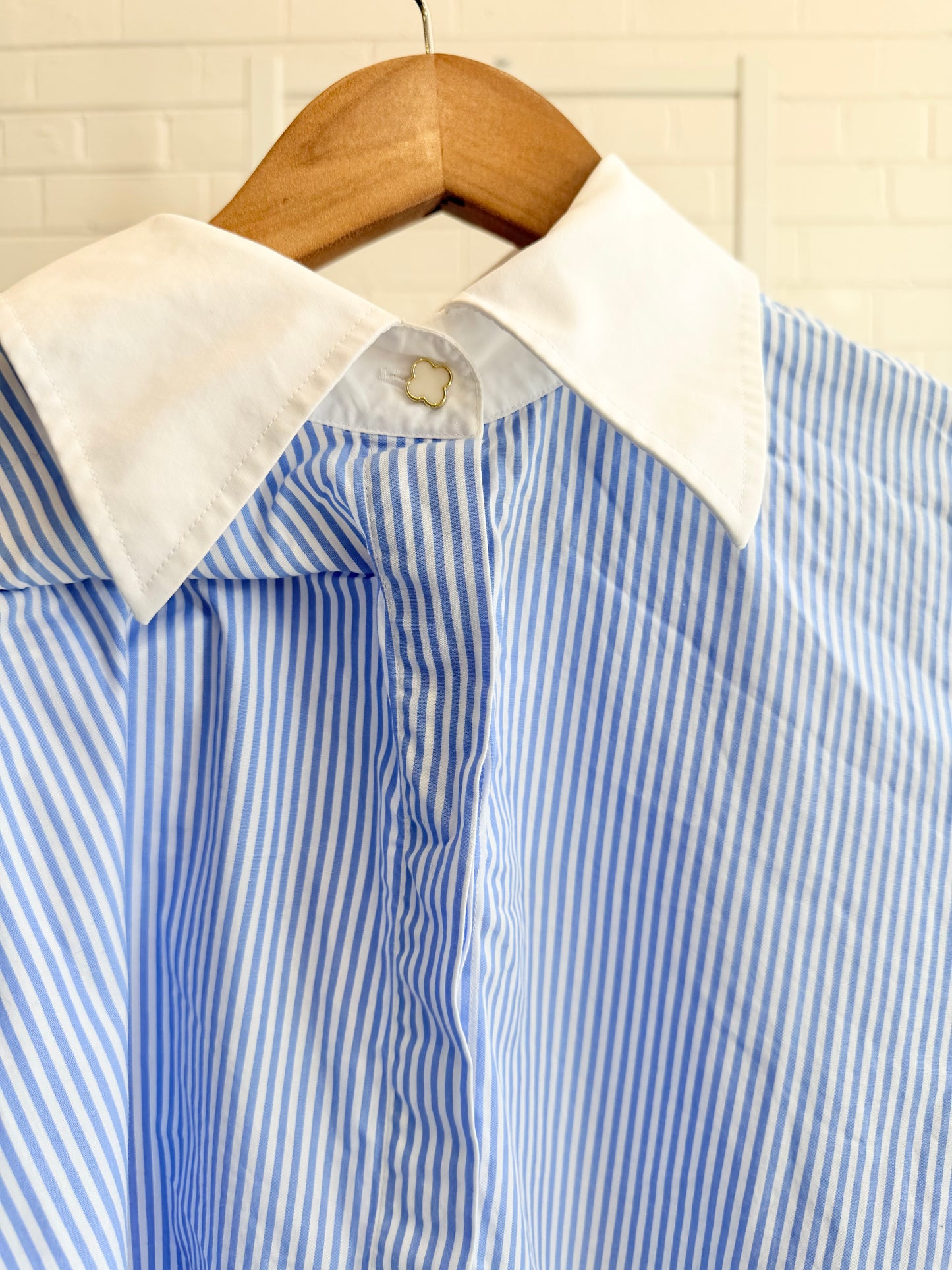 Husk Blue and White Stripe Shirt - Size 14