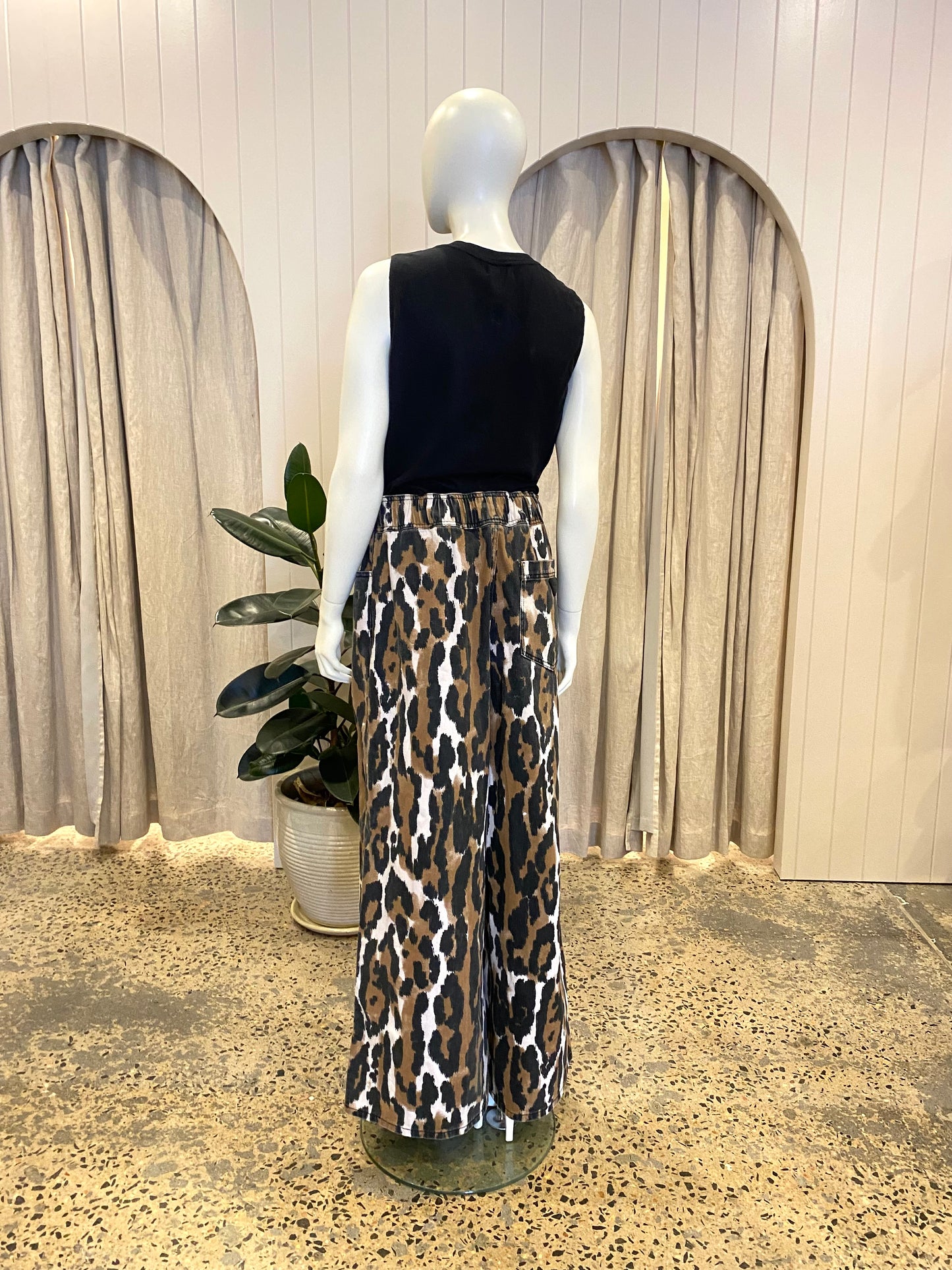 Aje Studio Sienna Leopard Print Denim Pants - Size 12