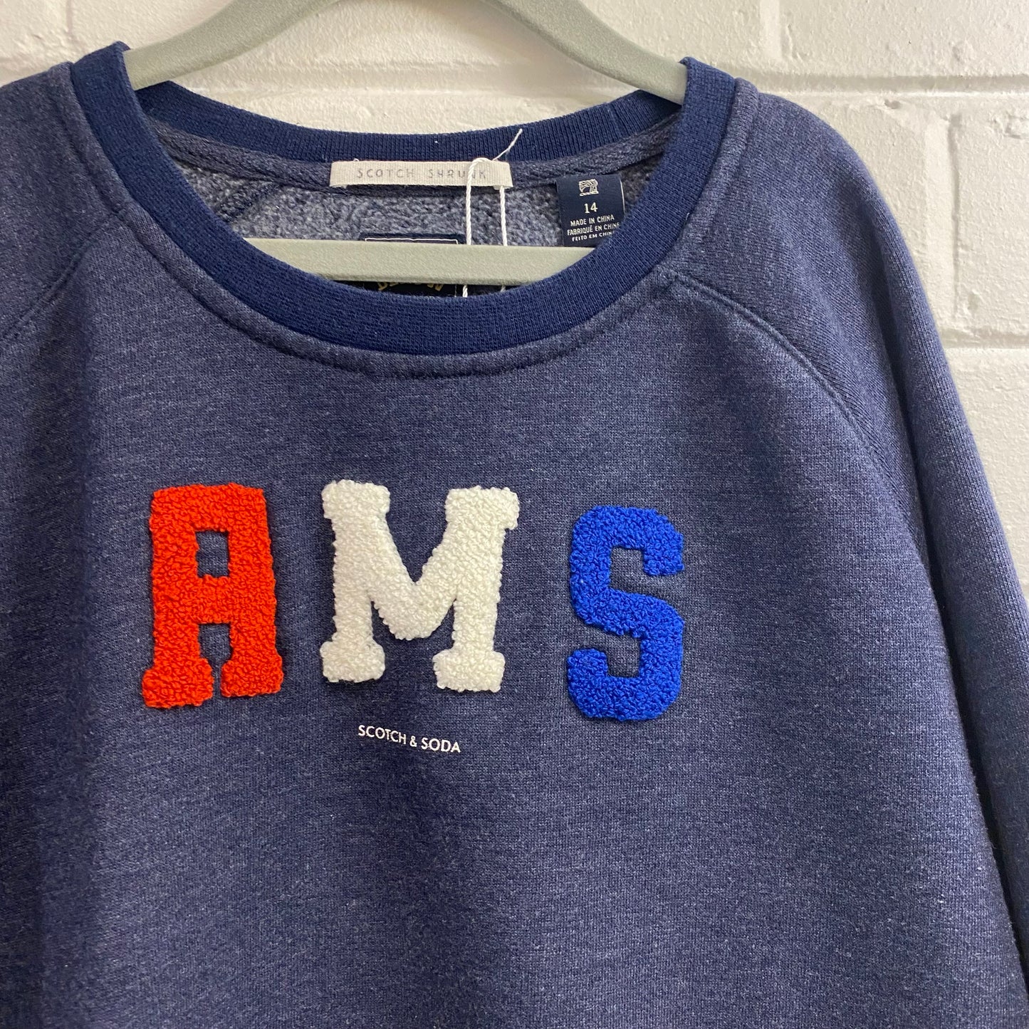 Scotch and Soda Blue Varisty Crewneck - Size 14