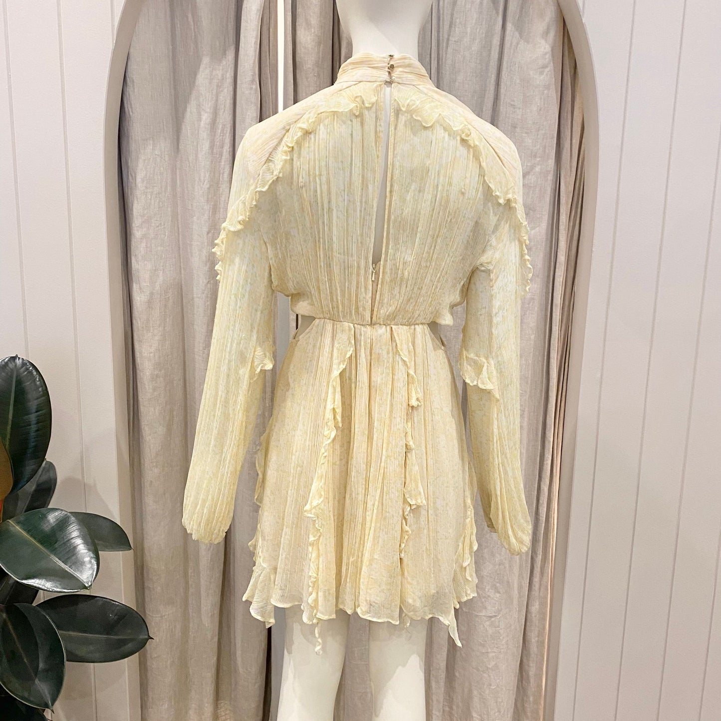 Shona Joy Yellow Floral Cut Out Dress - Size 10
