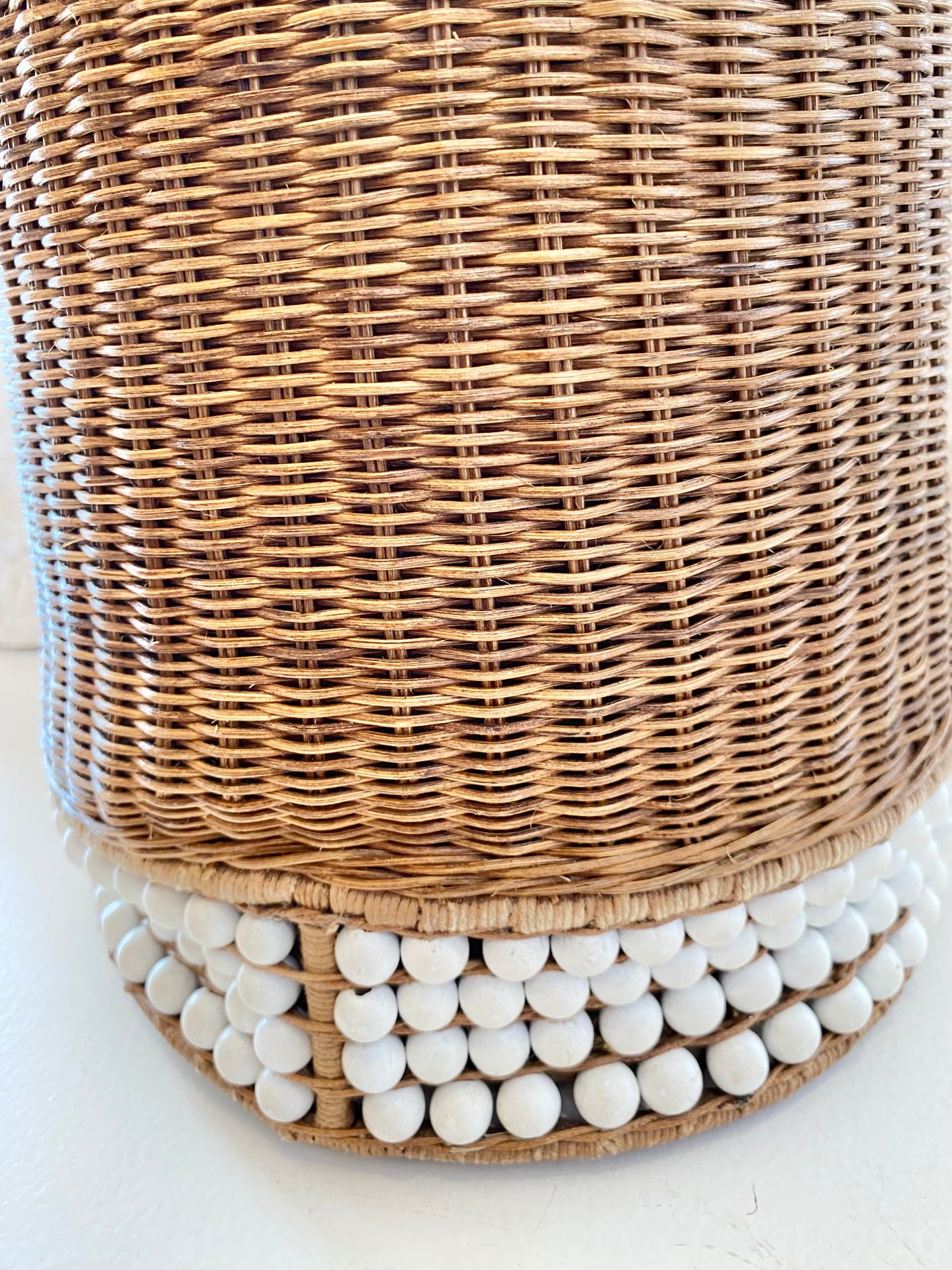 Lucy Folk Beaded Wicker Bag