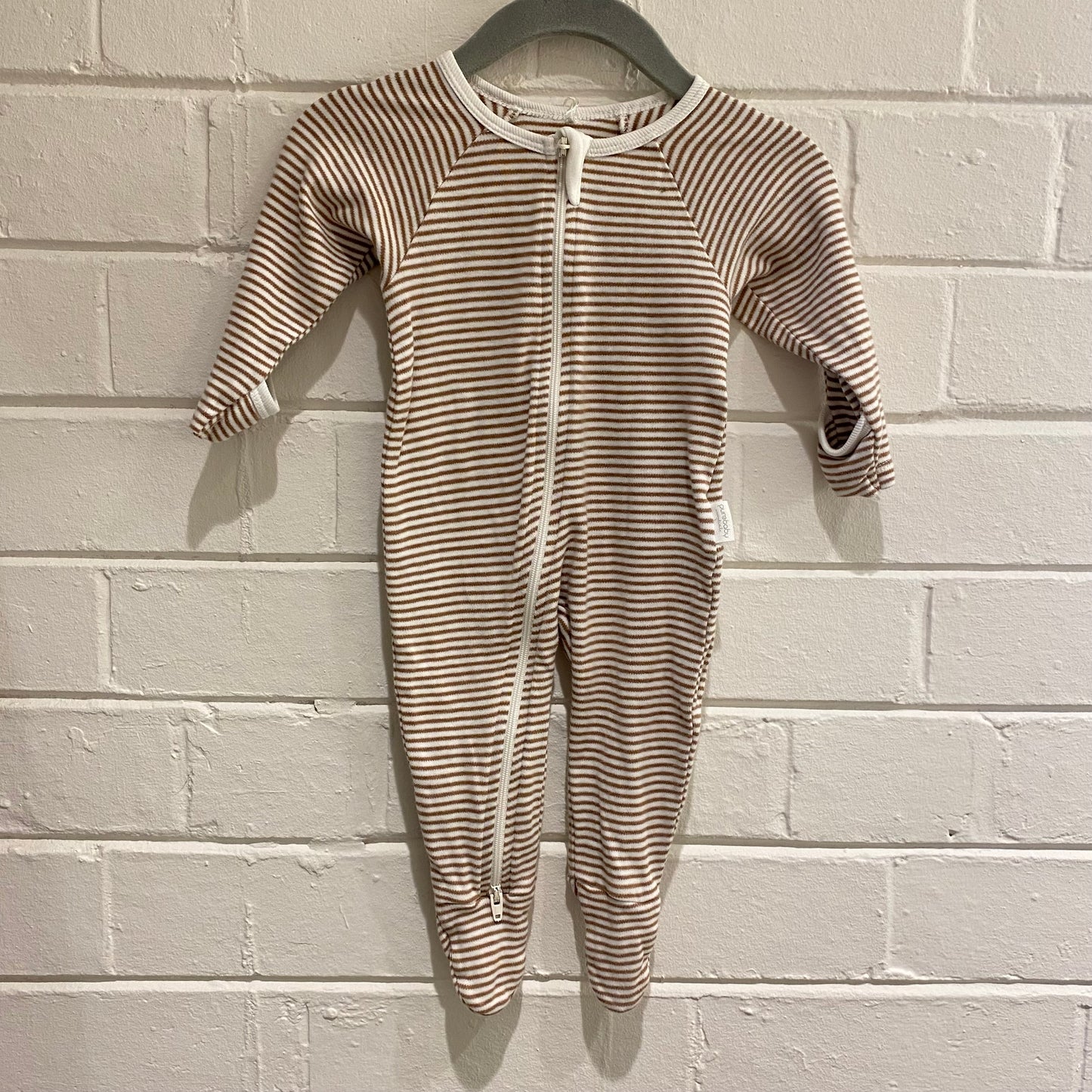 Purebaby Brown and White Onesie - Size 000