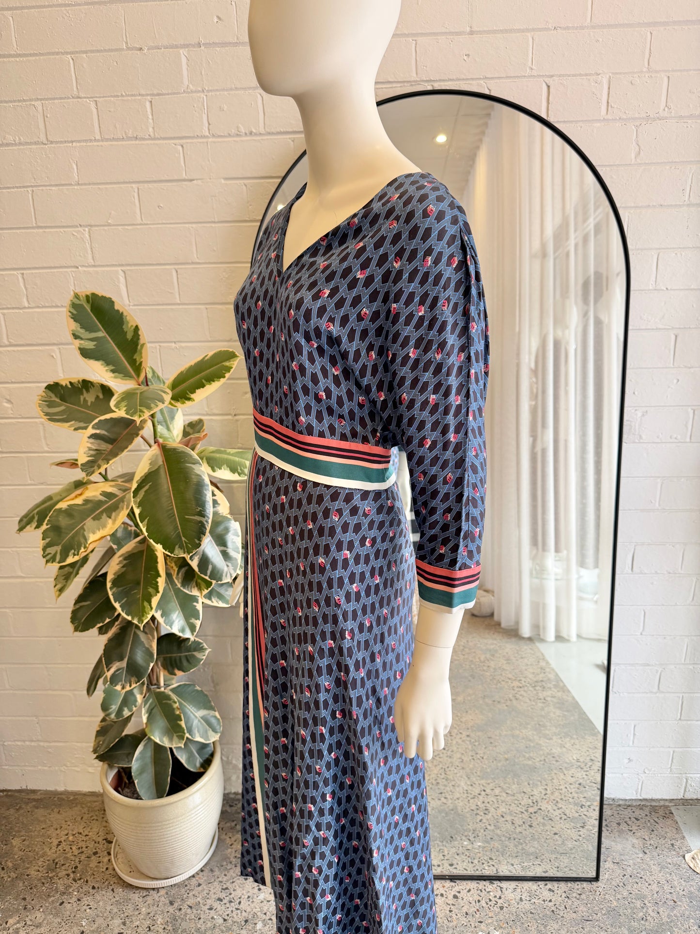 Maje Reanne Blue Printed Crepe Dress - Size 2