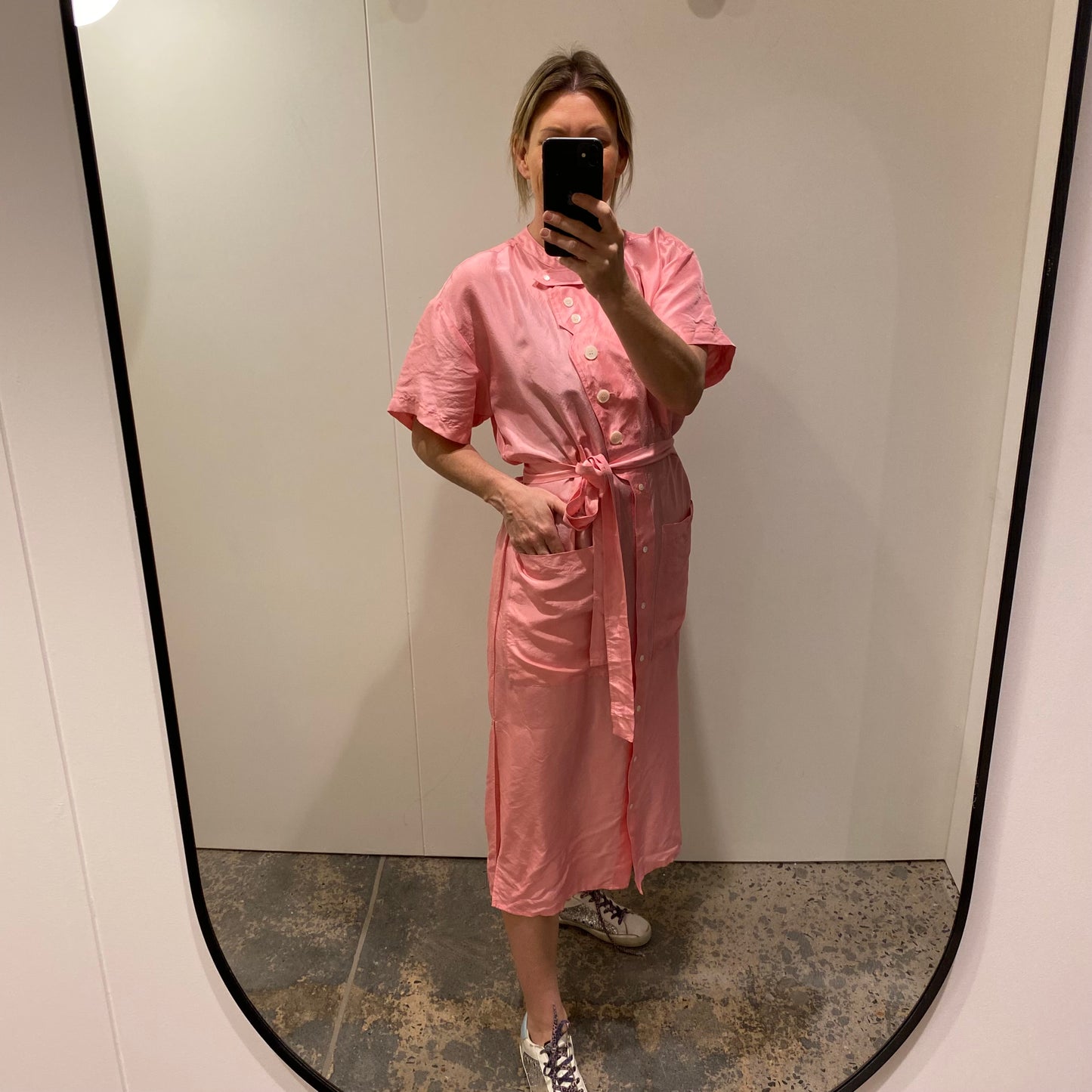 Oroton Foxglove Column Silk Dress in Pink - Size 8