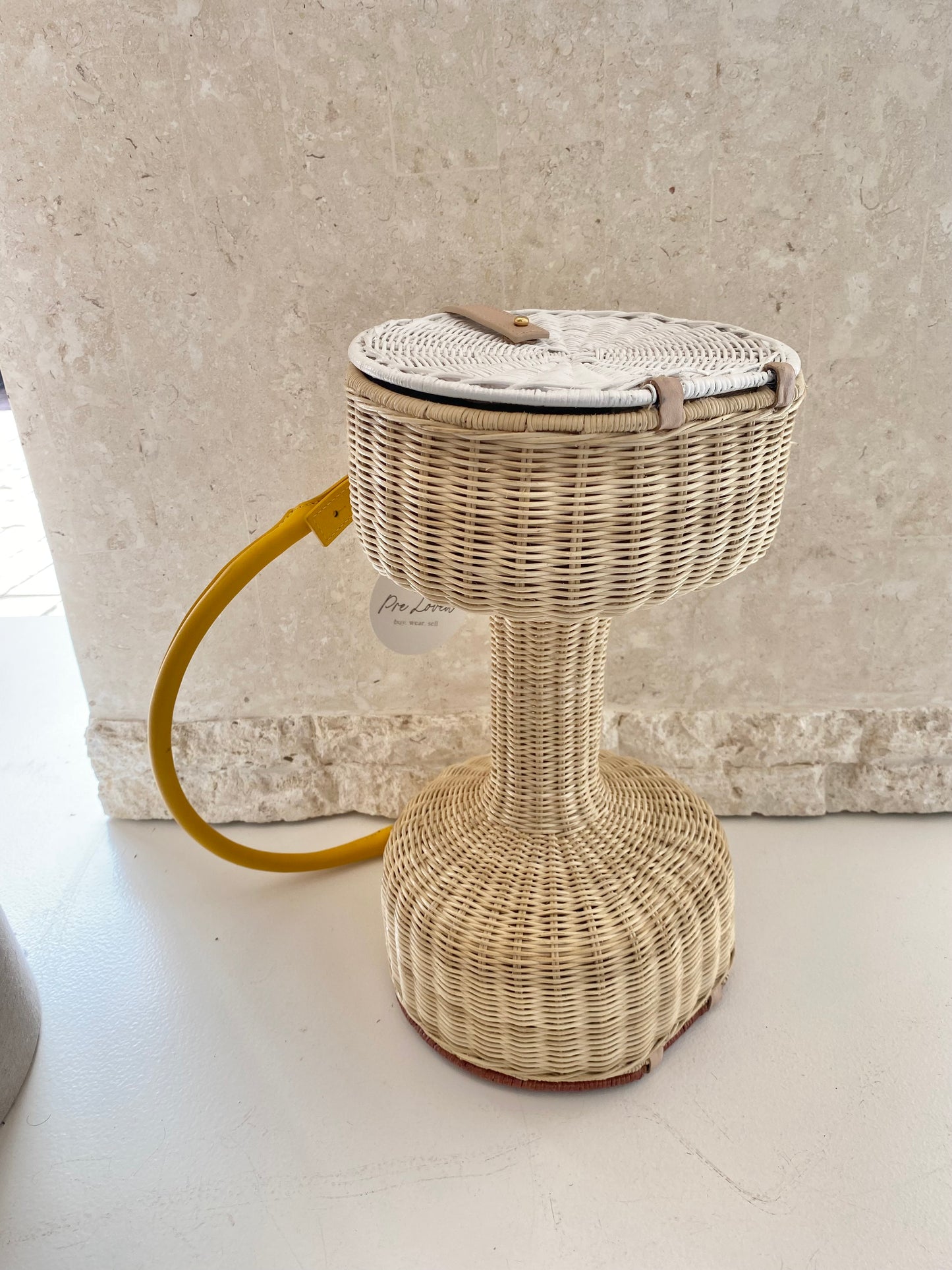 Lucy Folk Dumbbell Wicker Bag in Light Natural