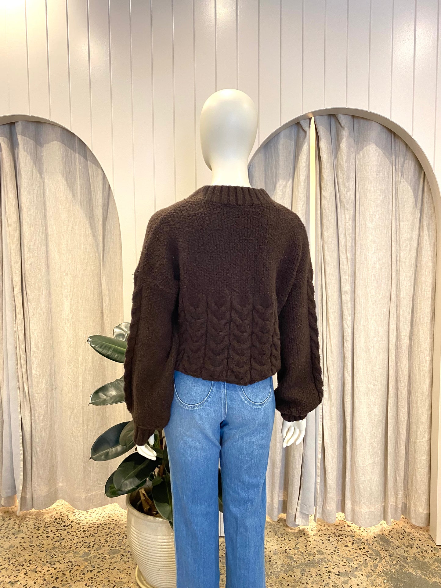Morrison Chocolate Brown Wool Blend Jumper - Size 1 - 2