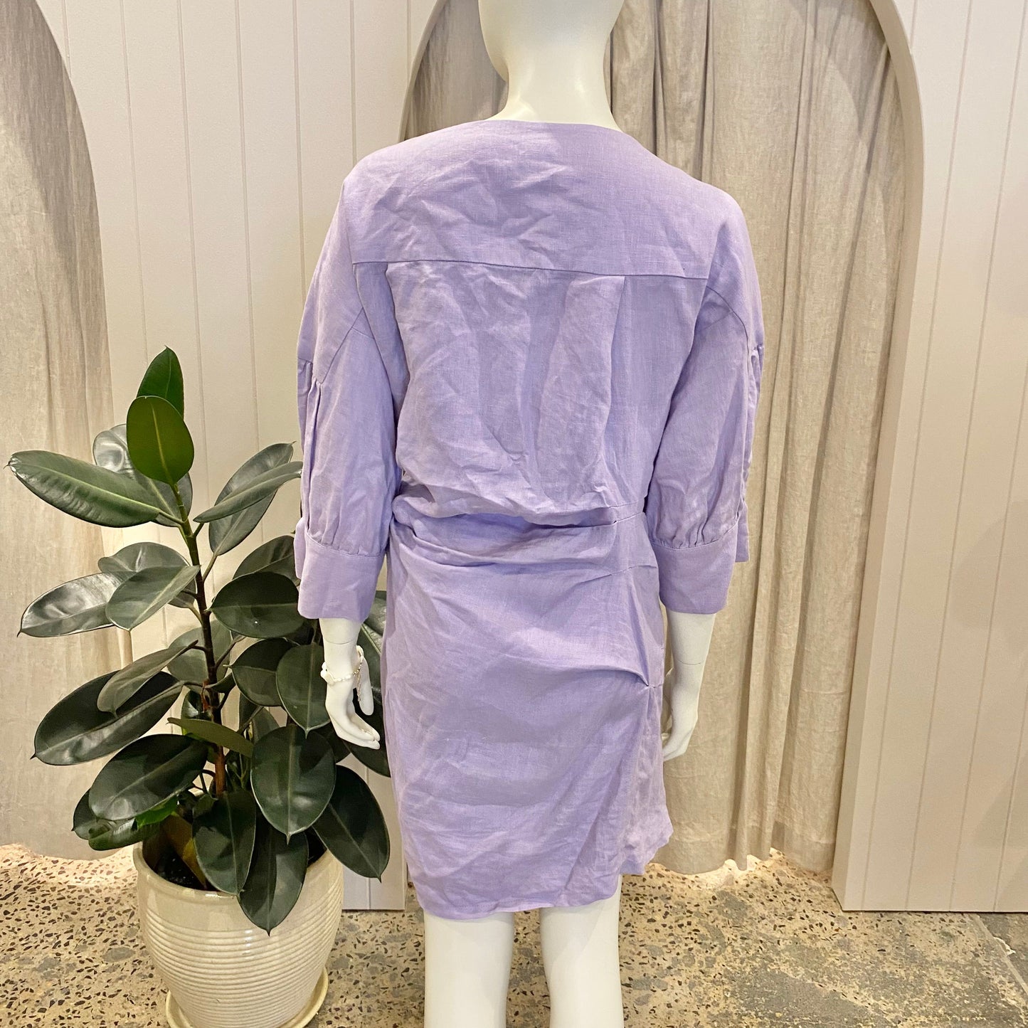 Pfeiffer 'Seeka' Linen Mini Dress in Lilac - Size 10