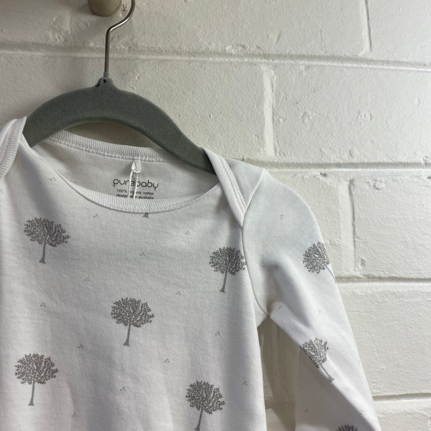 pure baby white sleepsuit with trees - size 000