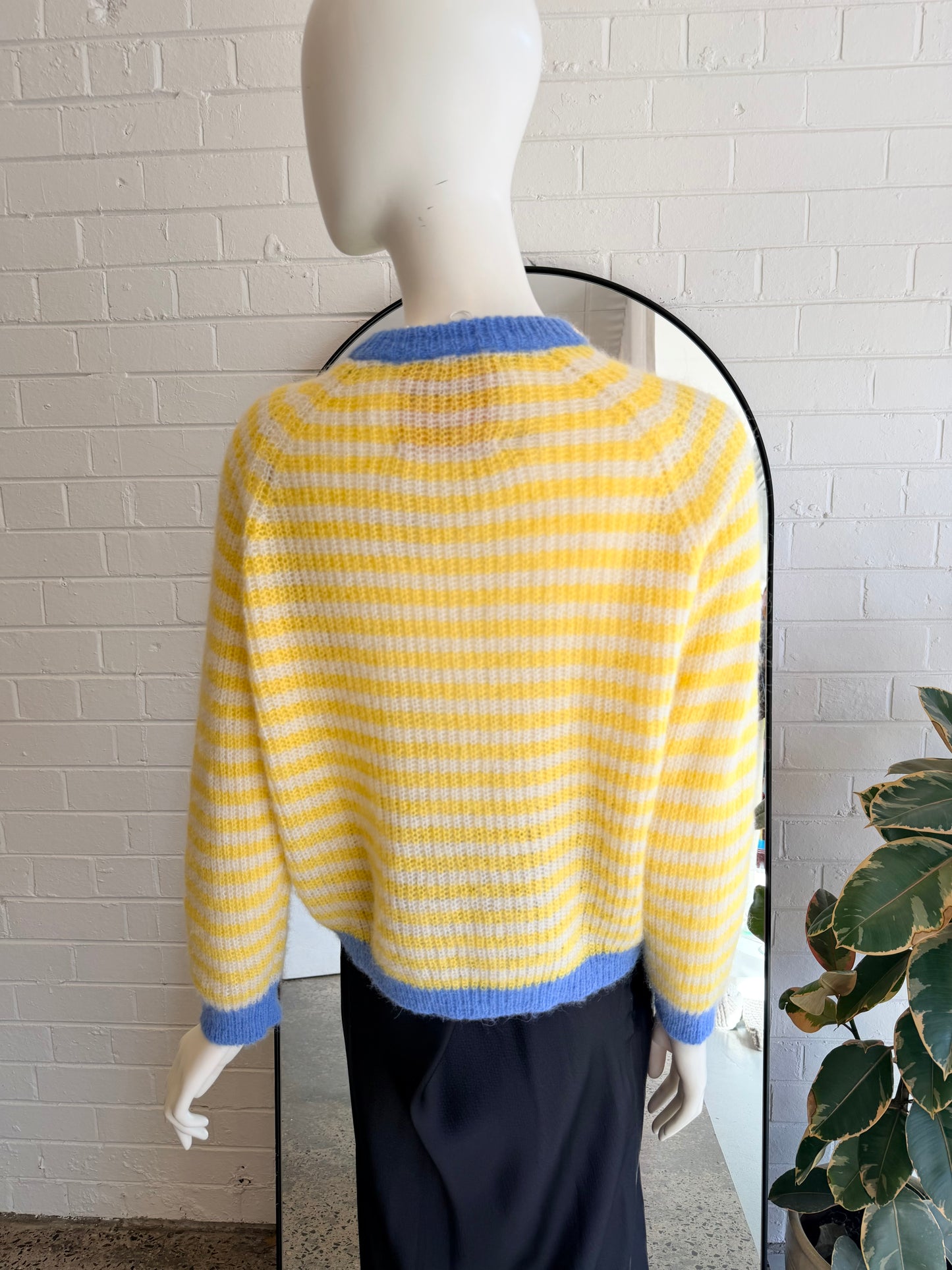 Les Tricots d'O Yellow and White Stripe Knit Jumper - Size 1