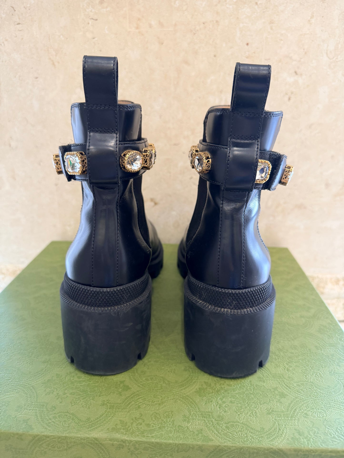 Gucci 'Trip' Embellished Chelsea Boots in Black - Size 38