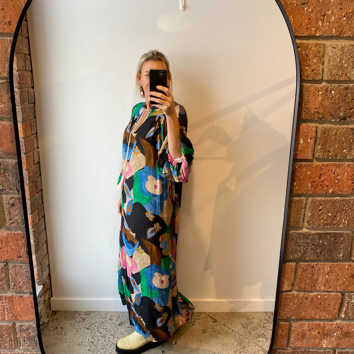 Italian Star Billow Dress in Floral Print - One Size