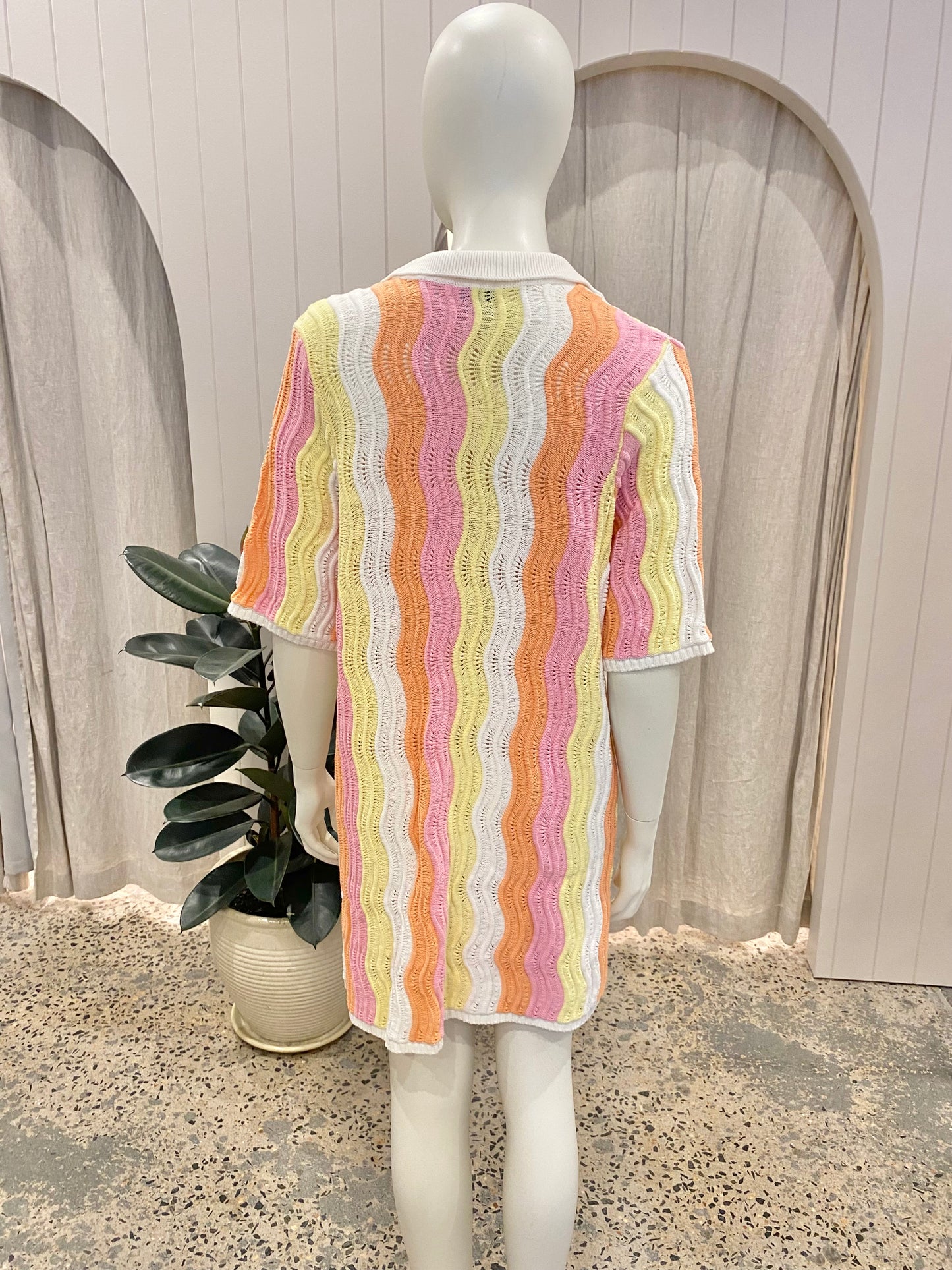 Steele Crochet Shirt Dress - One Size