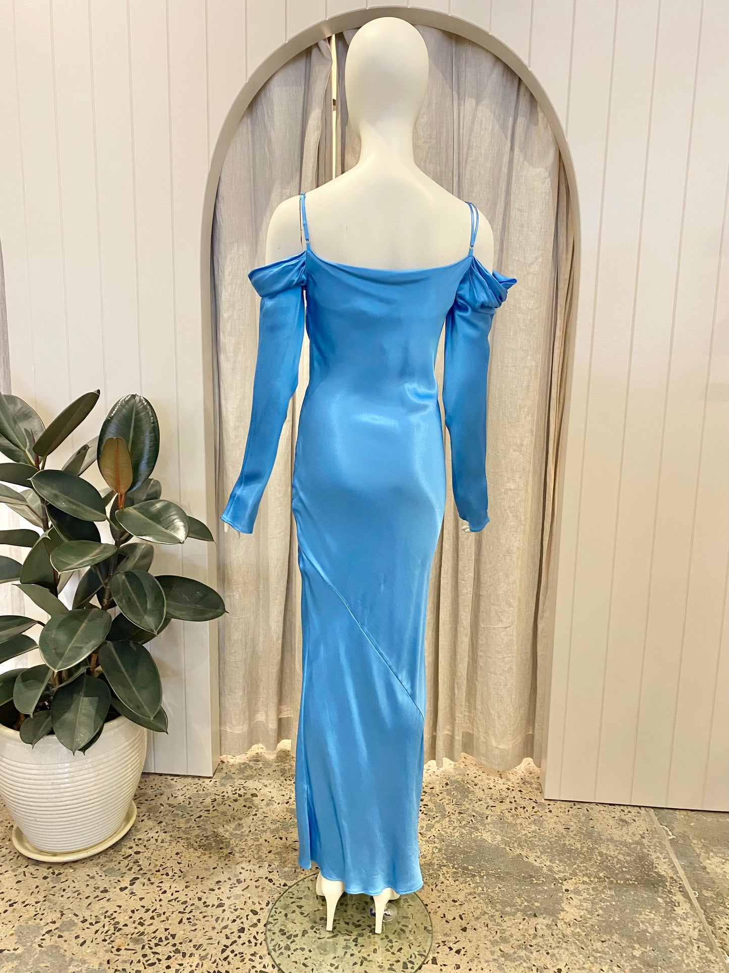 By Nicola Sahara Blue Satin Slip Dress - Size 8