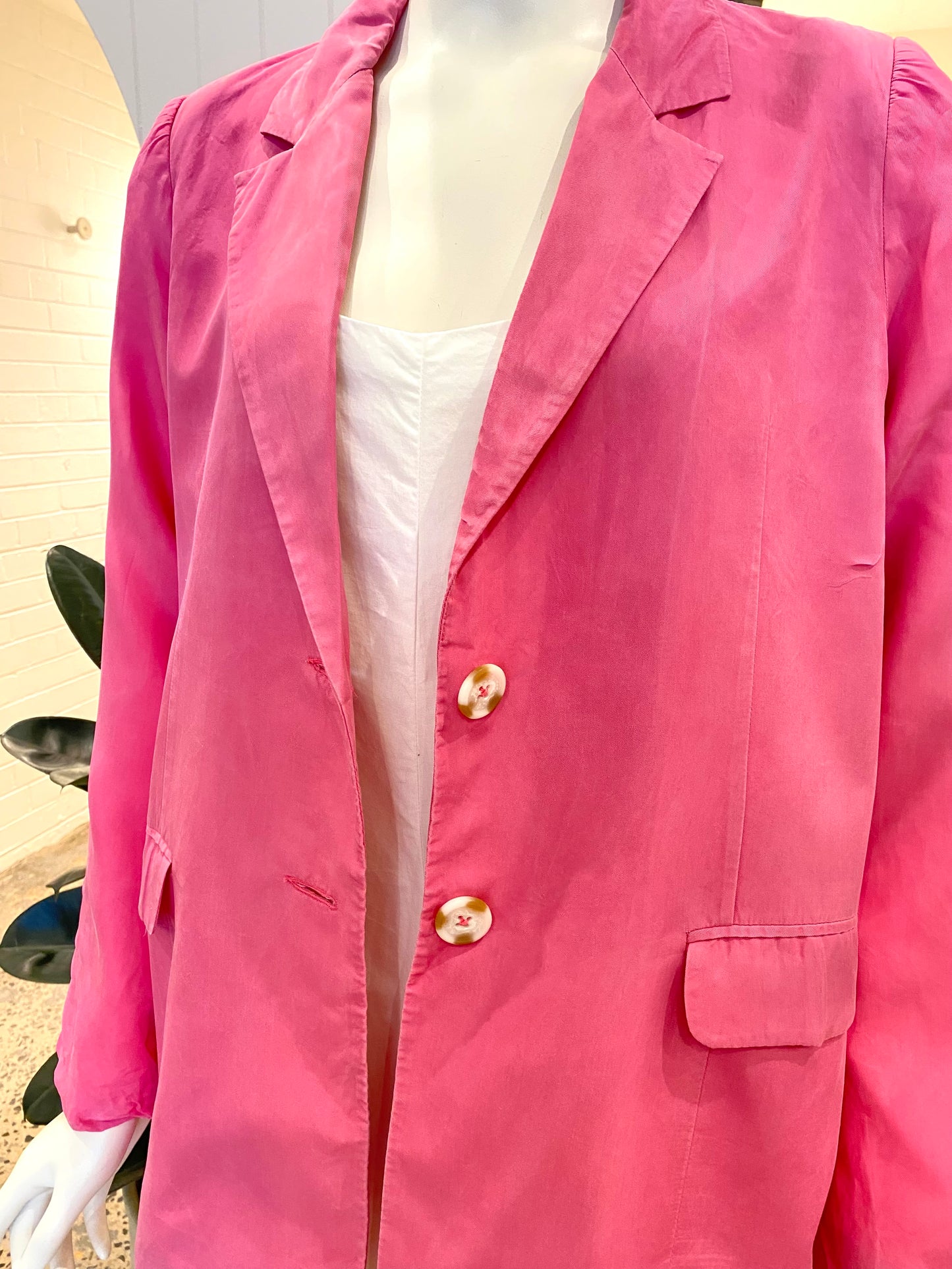 Ena Pelly Pink Cupro Blazer - Size 8