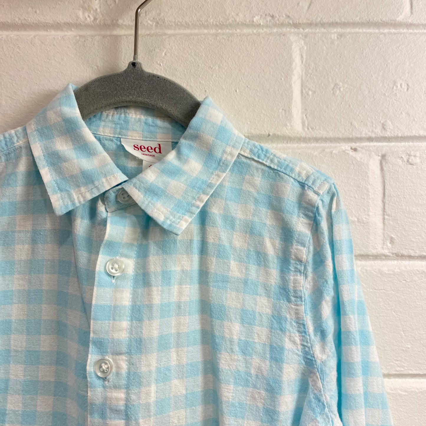 Seed blue gingham top - size 4