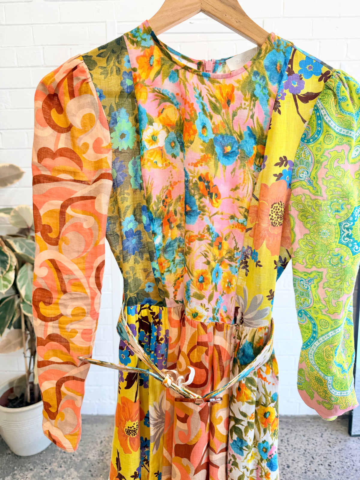 Zimmermann Multicoloured Estelle Spliced Floral Midi Dress - Size 0 (6-8)