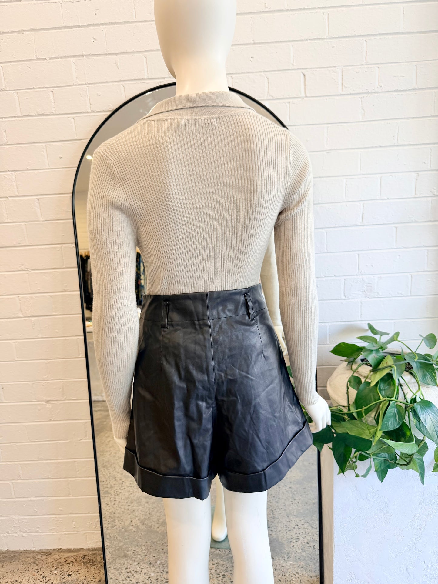 Misha Black Faux Leather Shorts - Size 10
