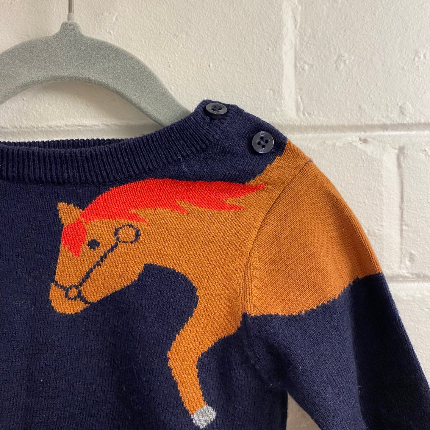 Jacardi Knit Jumper in Navy - Size 12m