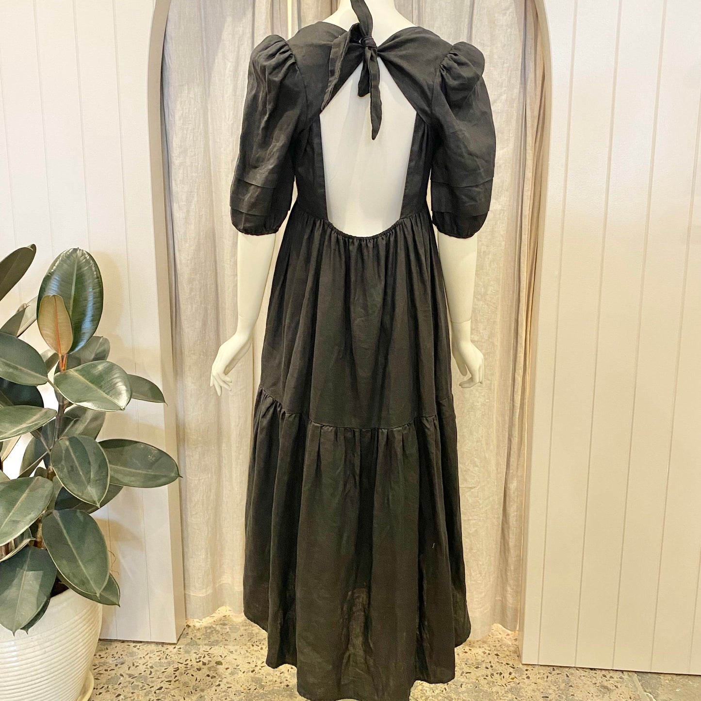 Aere Linen Midi Dress - Size 10
