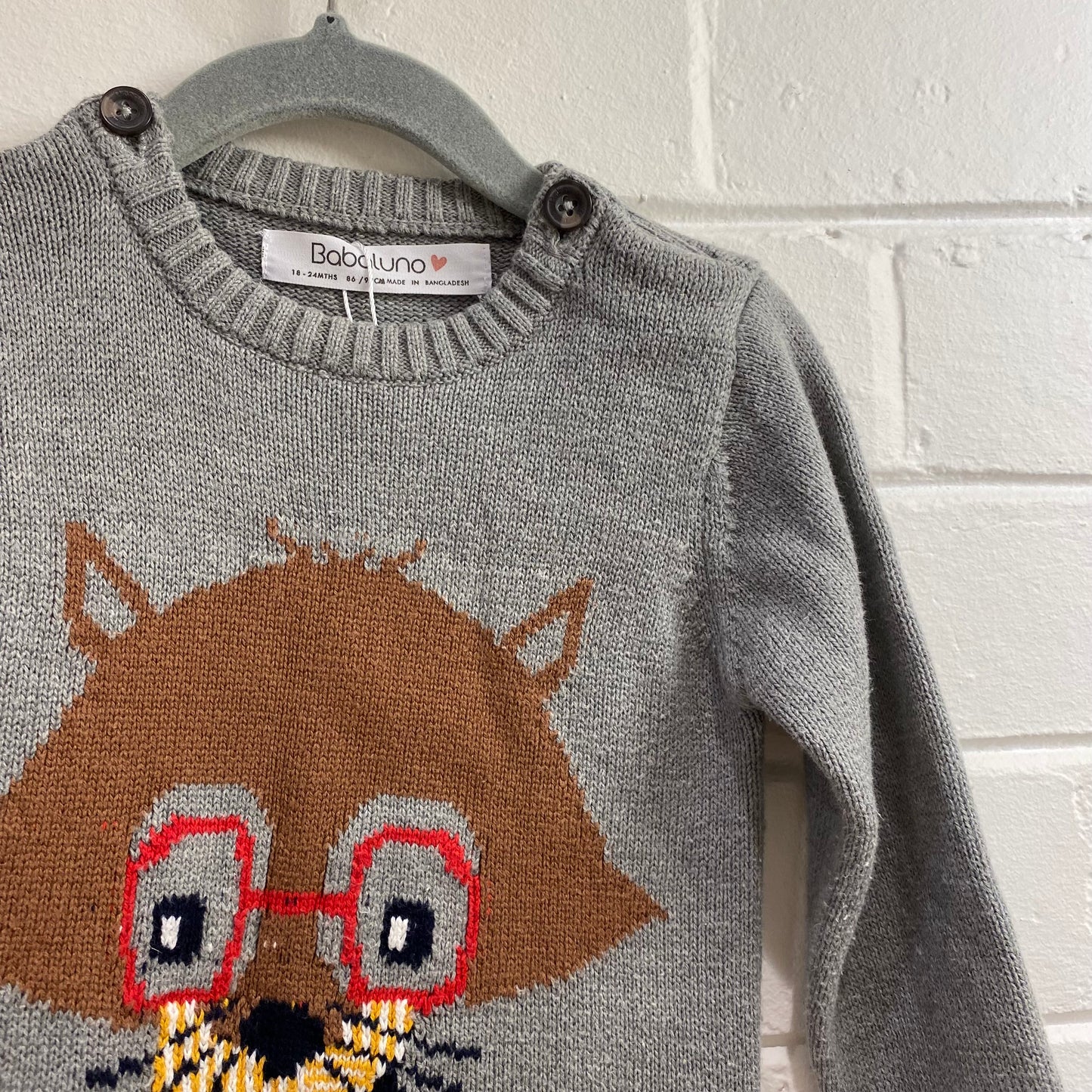 Babaluno Racoon Print Knit Jumper - Size 18-24mth