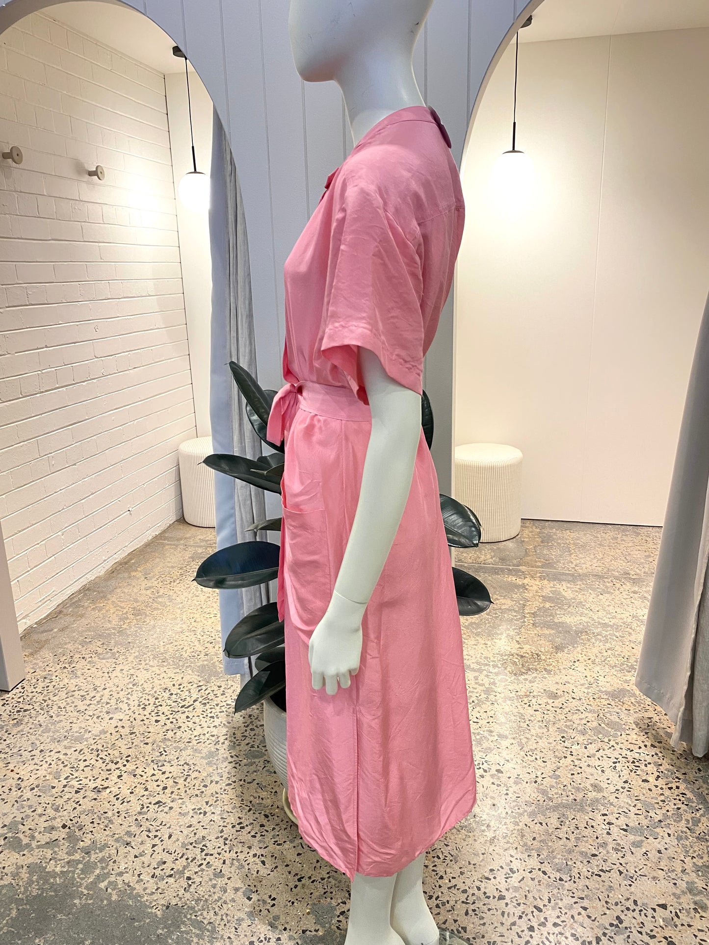 Oroton Foxglove Column Silk Dress in Pink - Size 8