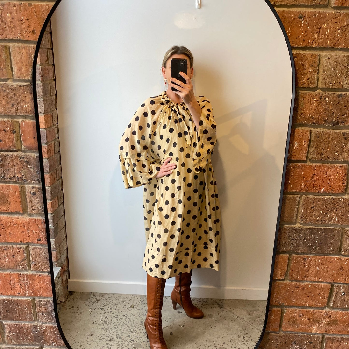 Lee Mathews Polka Dot Midi Dress - Size 3 (12/14)