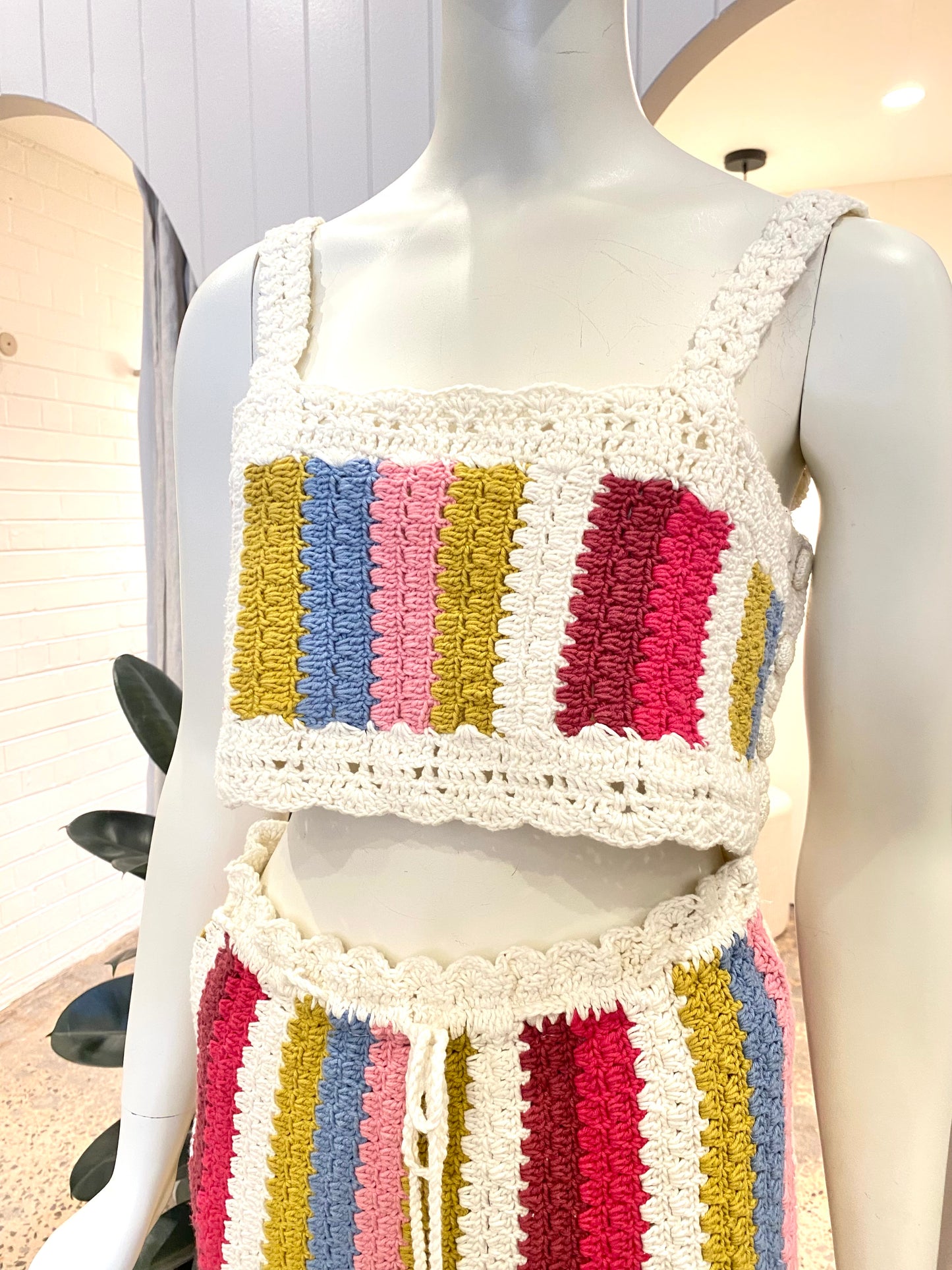 Steele Crochet Rainbow Stripe Etta Top and Hasnel Skirt Set - Size XS (8/10)