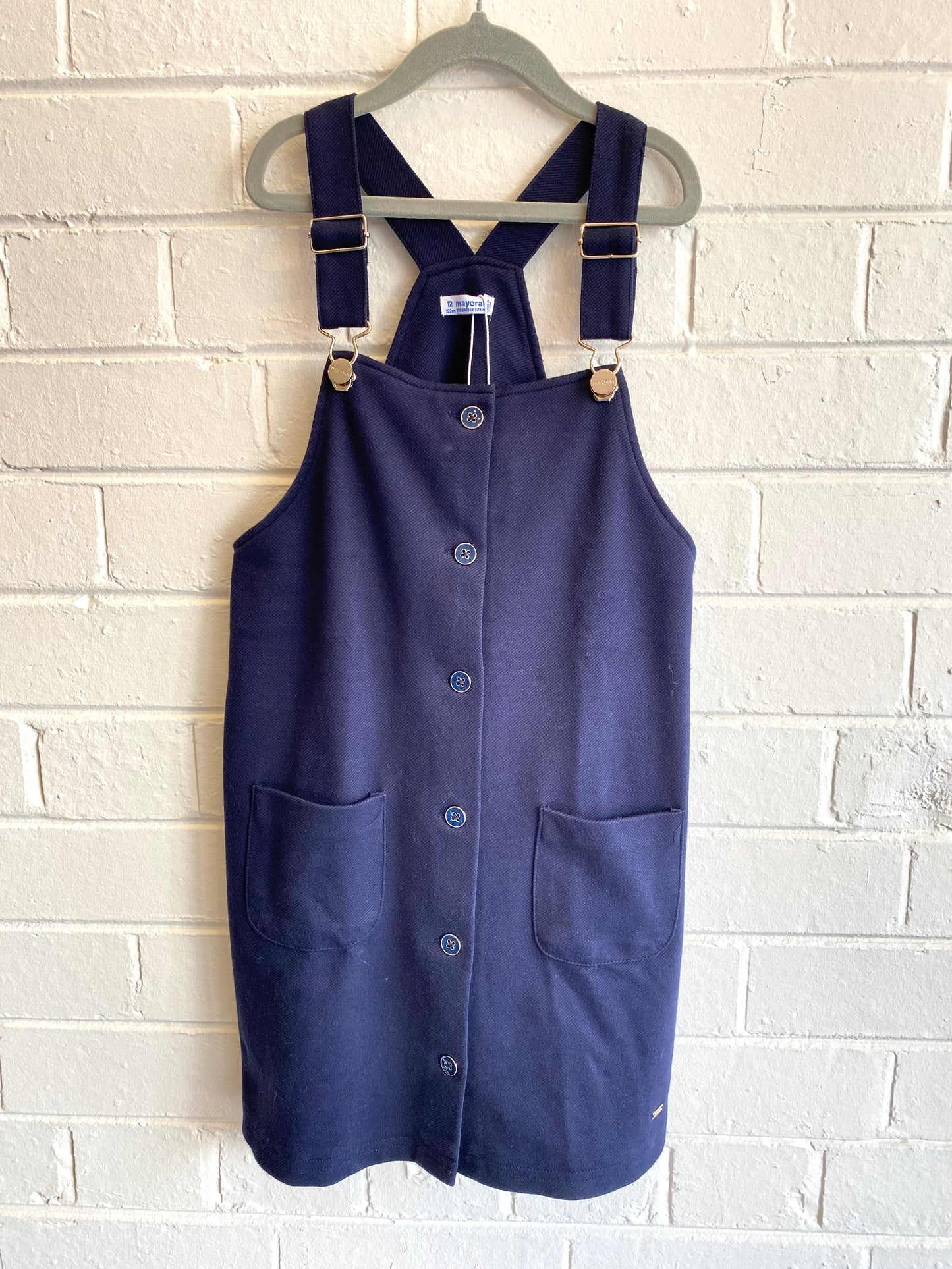 Mayoral Navy Pinafore Dress - Size 12